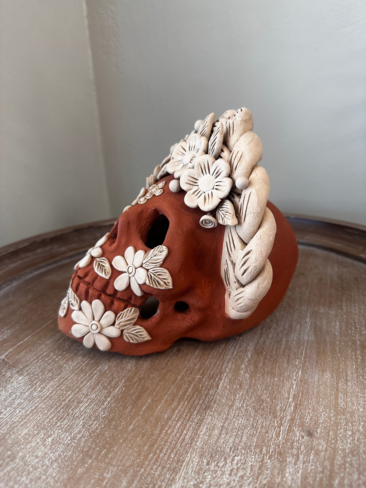 Clay Skull, Dia de Muertos, Barro Bordado, Large