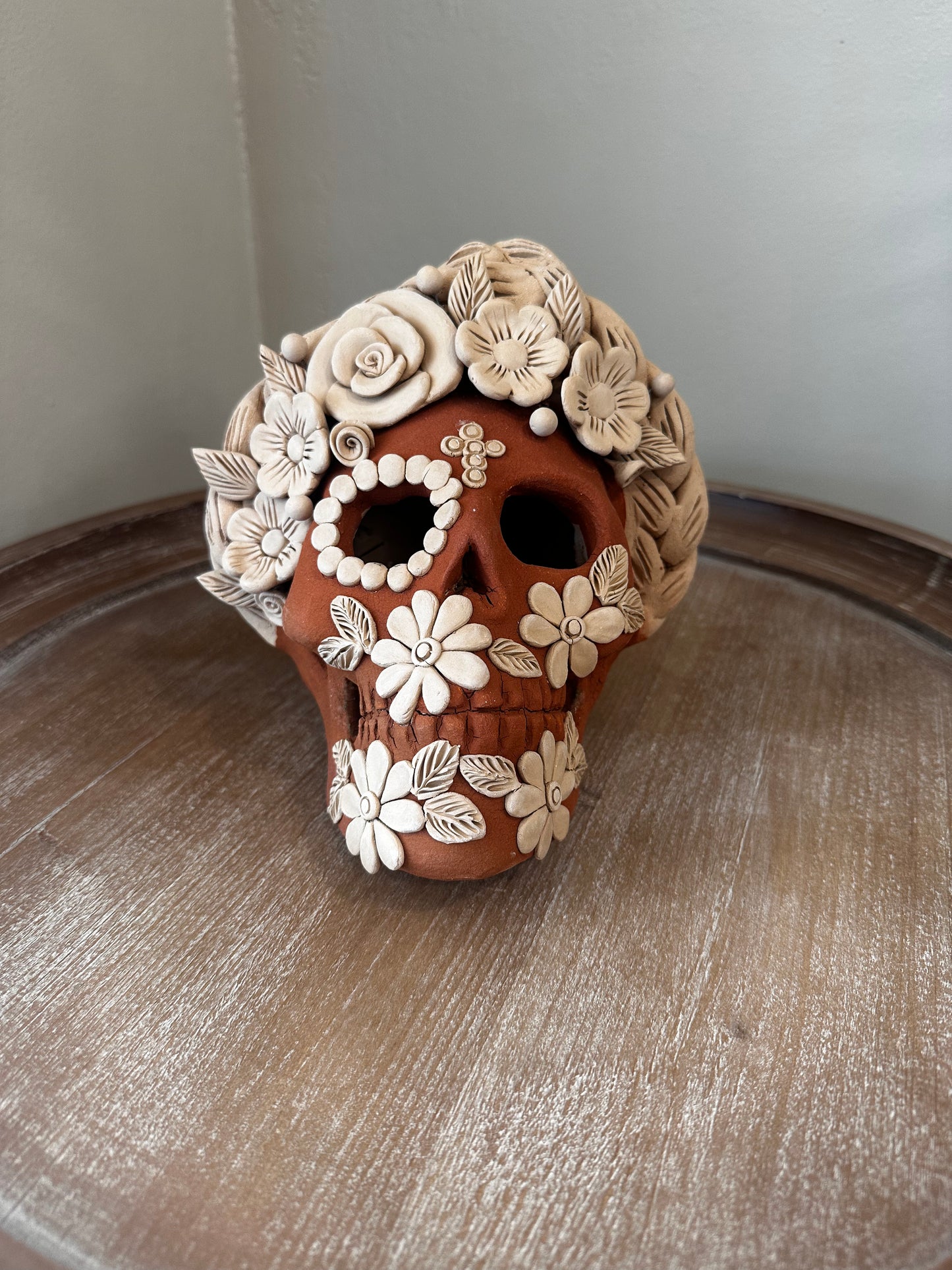 Clay Skull, Dia de Muertos, Barro Bordado, Large