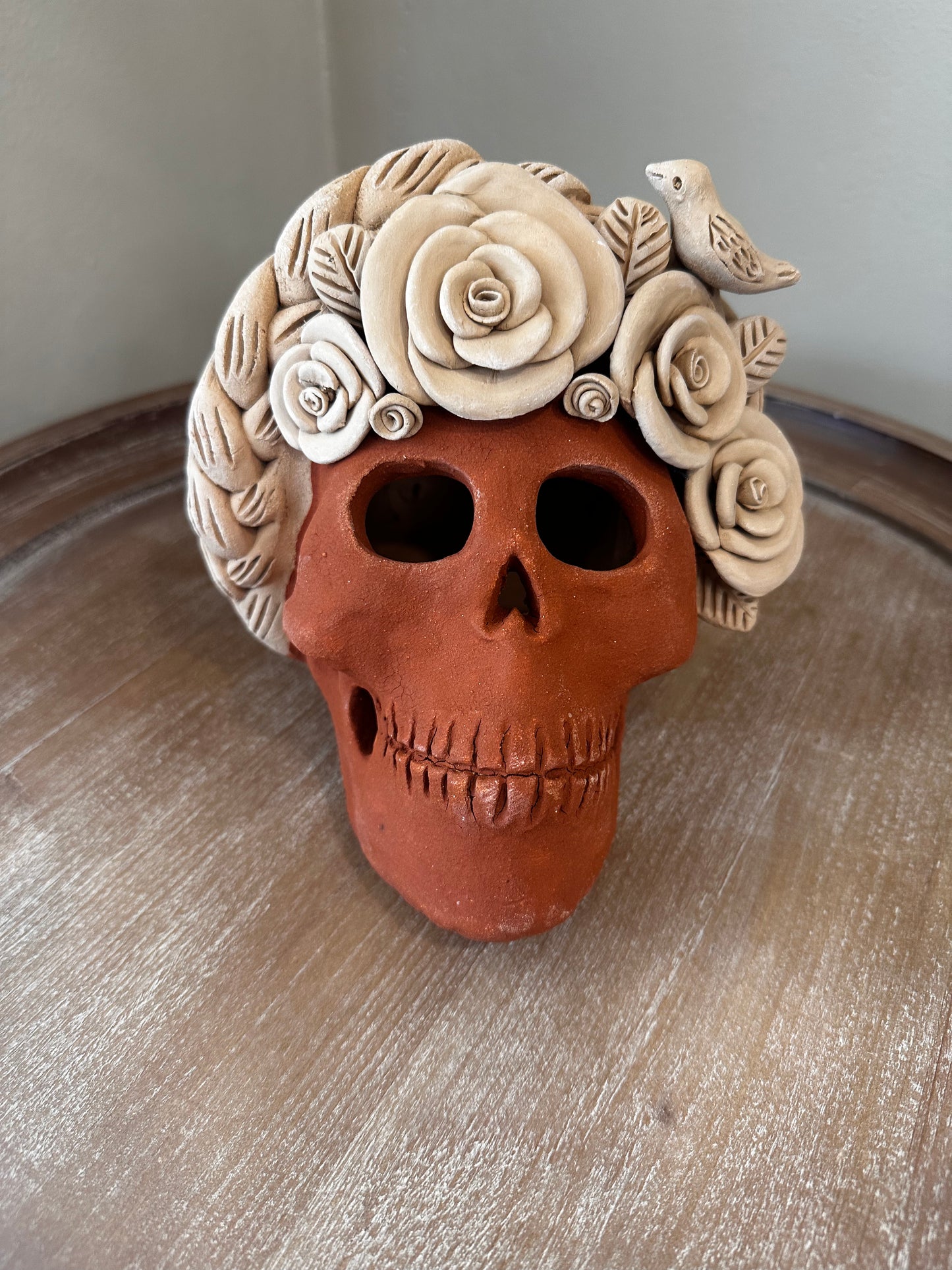 Clay Skull, Dia de Muertos, Barro Bordado, Large