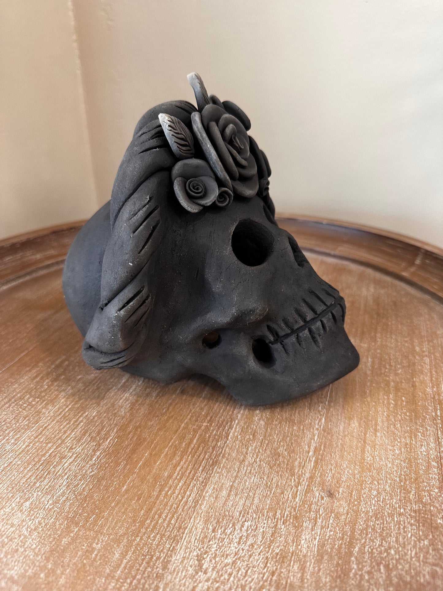 Clay Skull, Dia de Muertos, Barro Bordado, Large