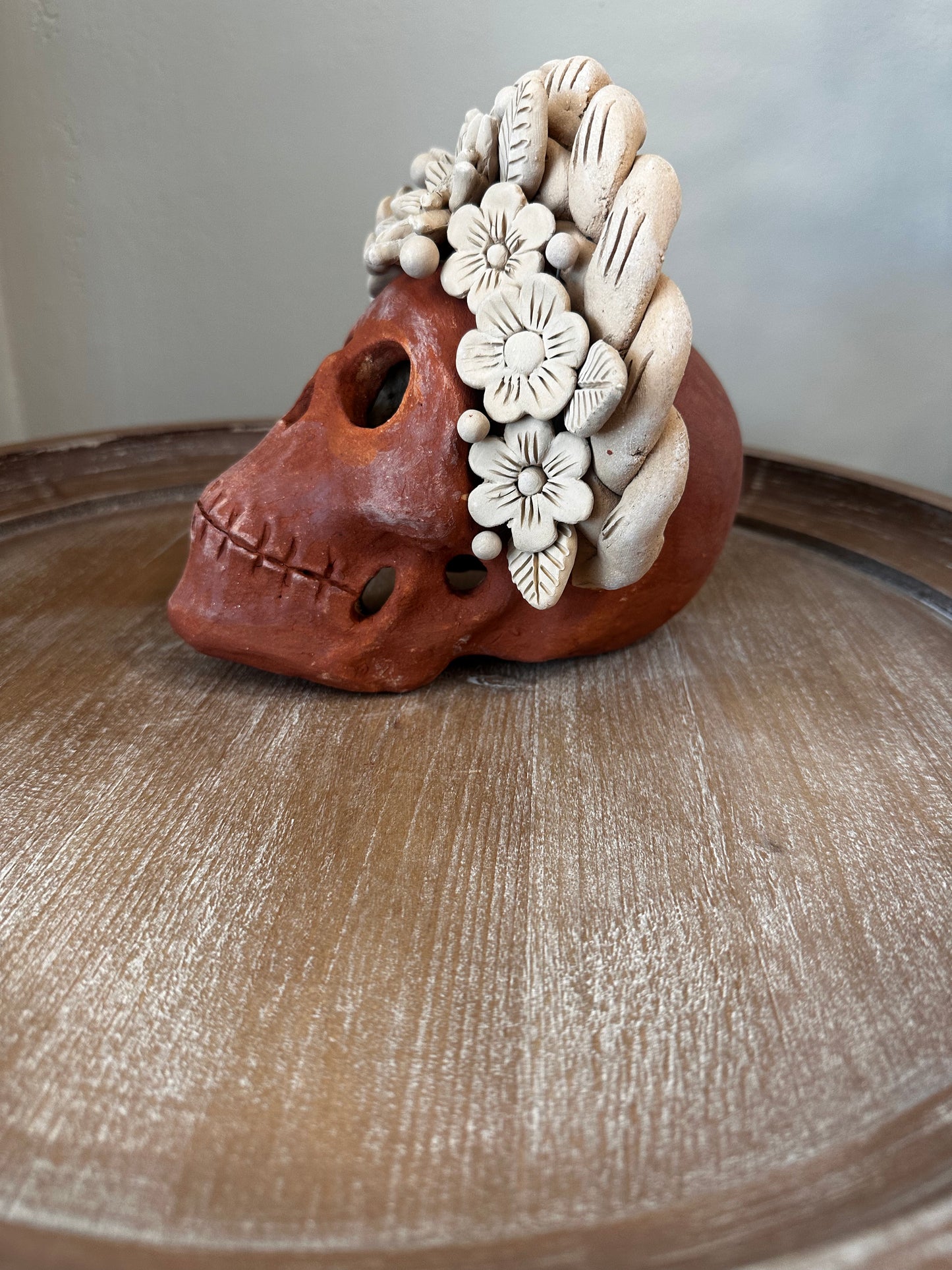 Clay Skull, Dia de Muertos, Barro Bordado, Large