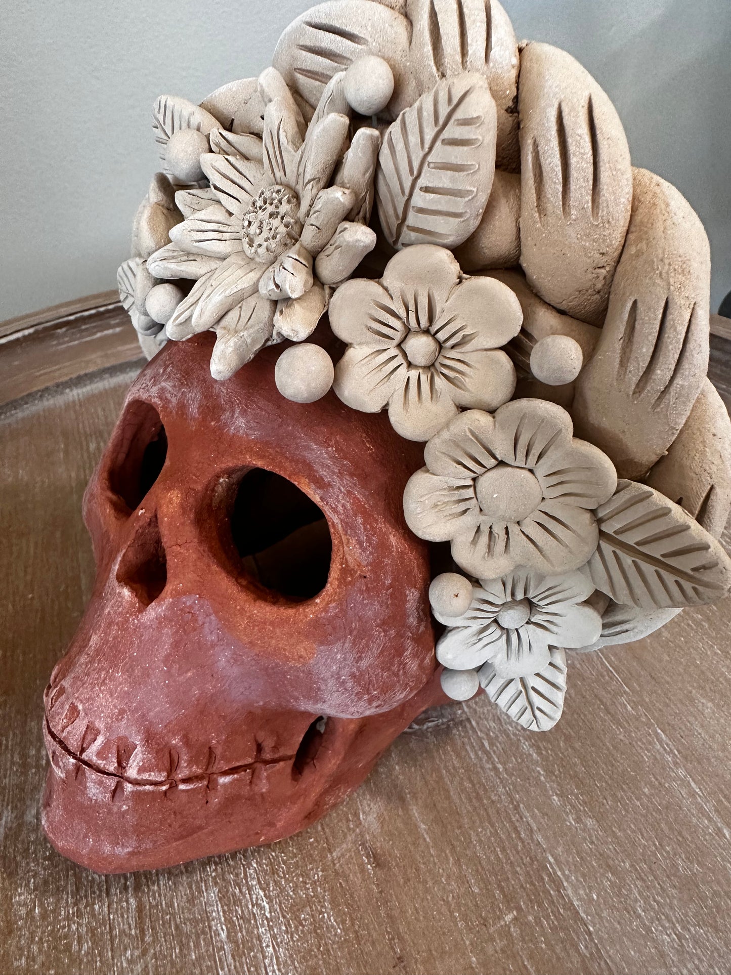 Clay Skull, Dia de Muertos, Barro Bordado, Large