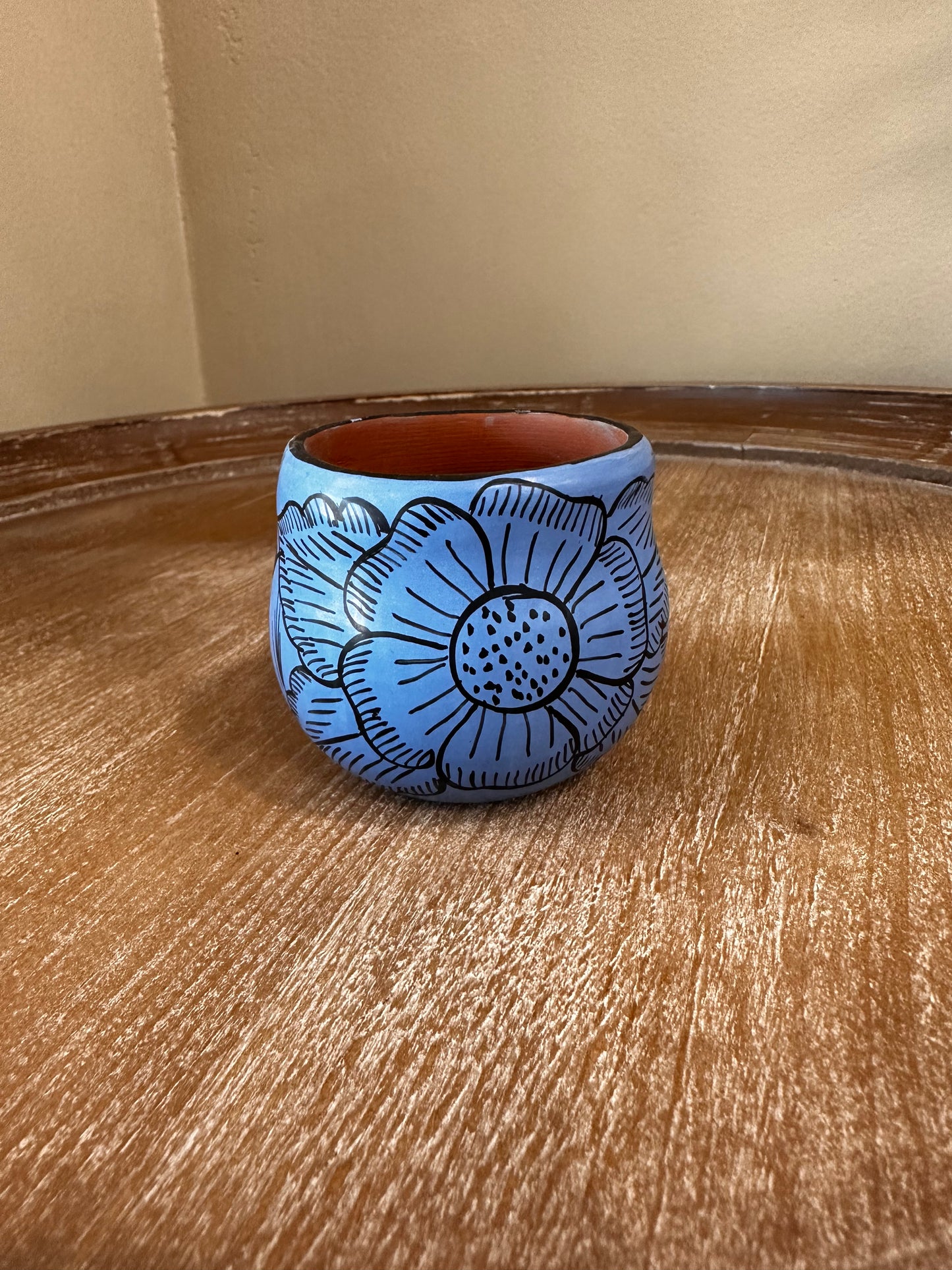 Huancito Flowers Shot Glass - Light Blue 3 oz