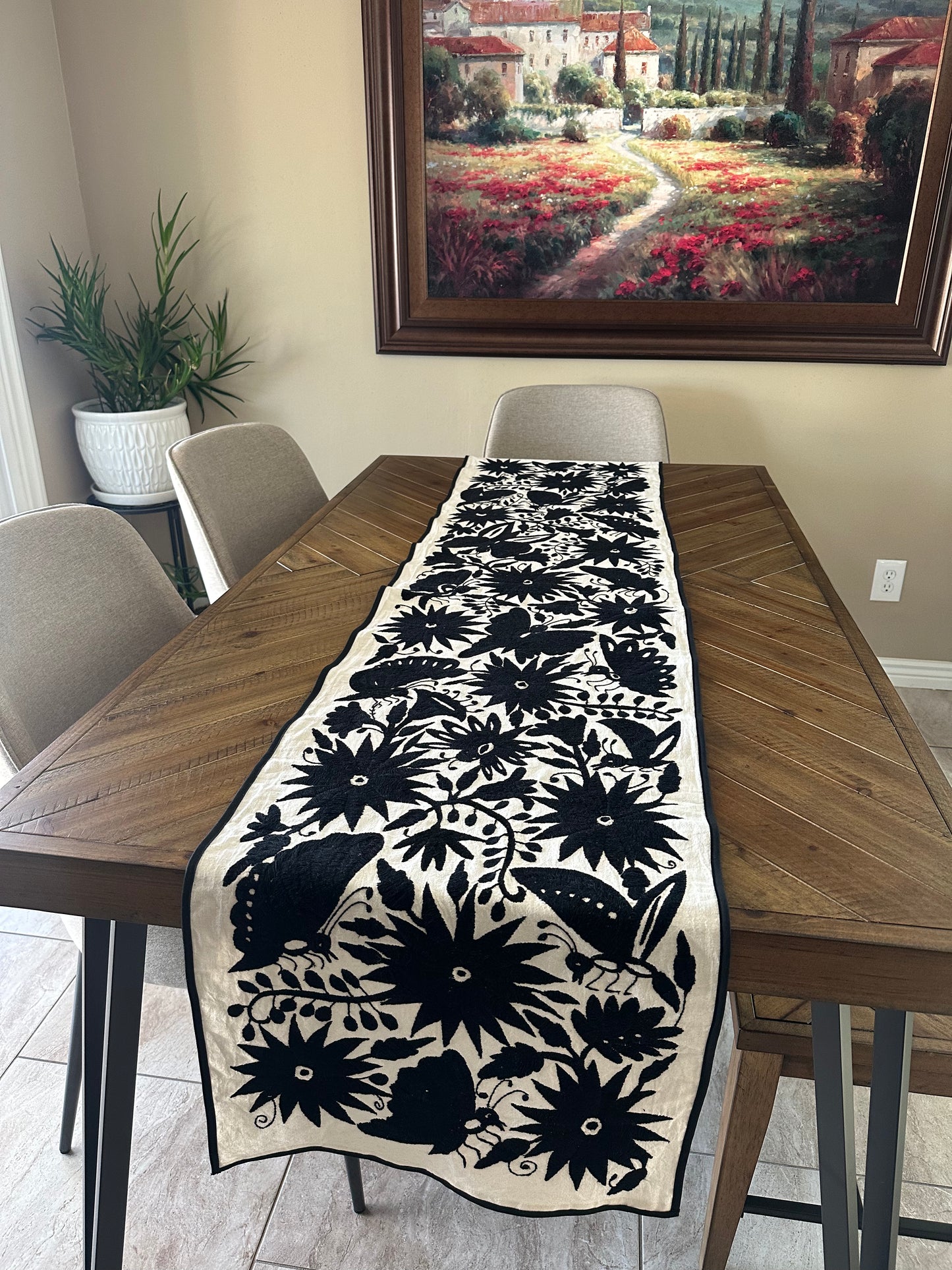 Otomi Table Runner - Black