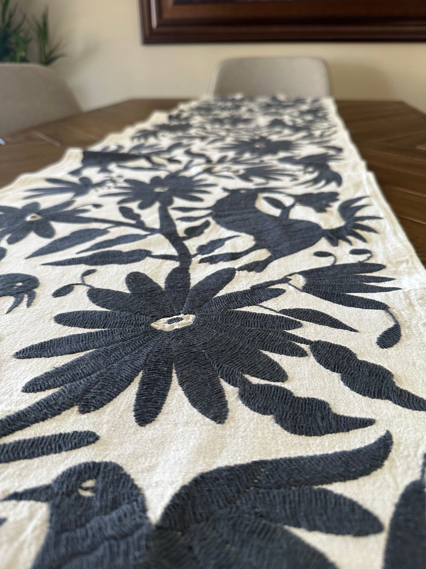 Otomi Table Runner - Dark Gray