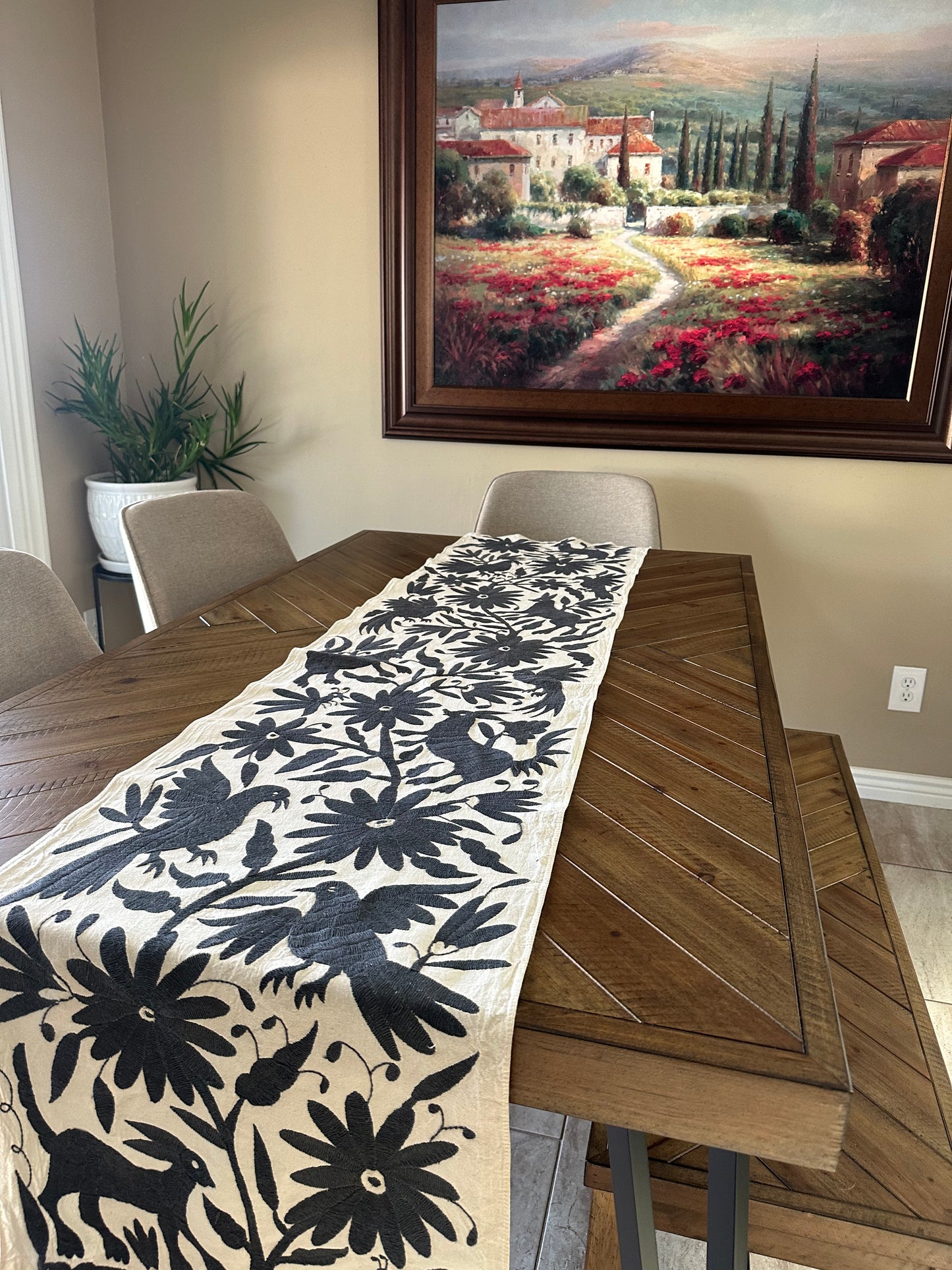 Otomi Table Runner - Dark Gray