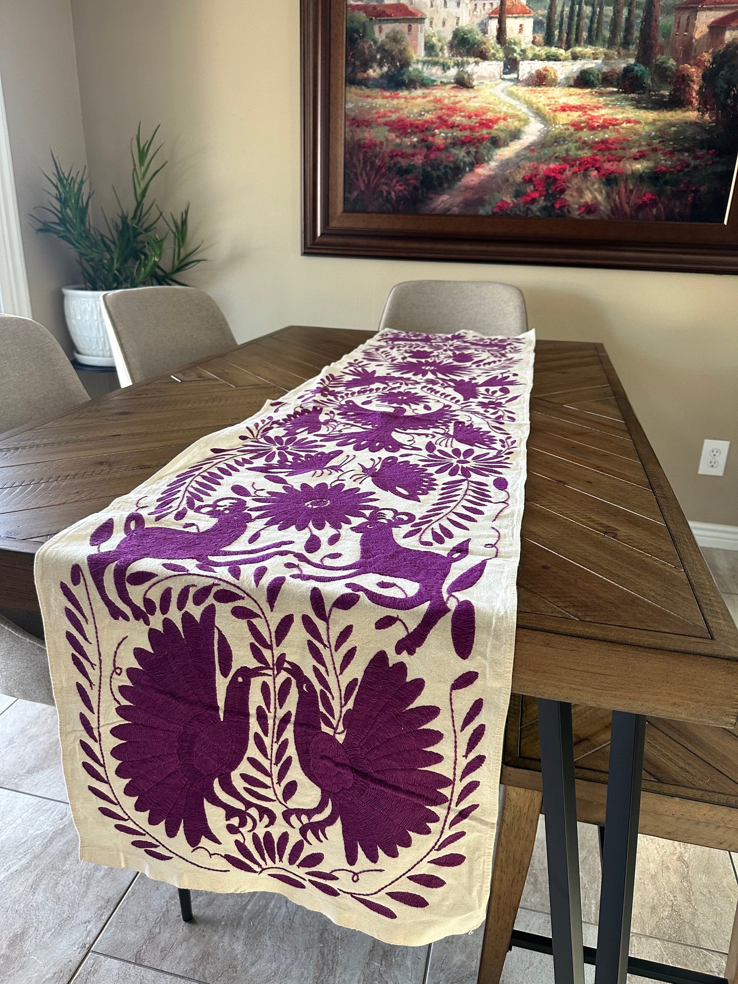 Otomi Table Runner - Purple