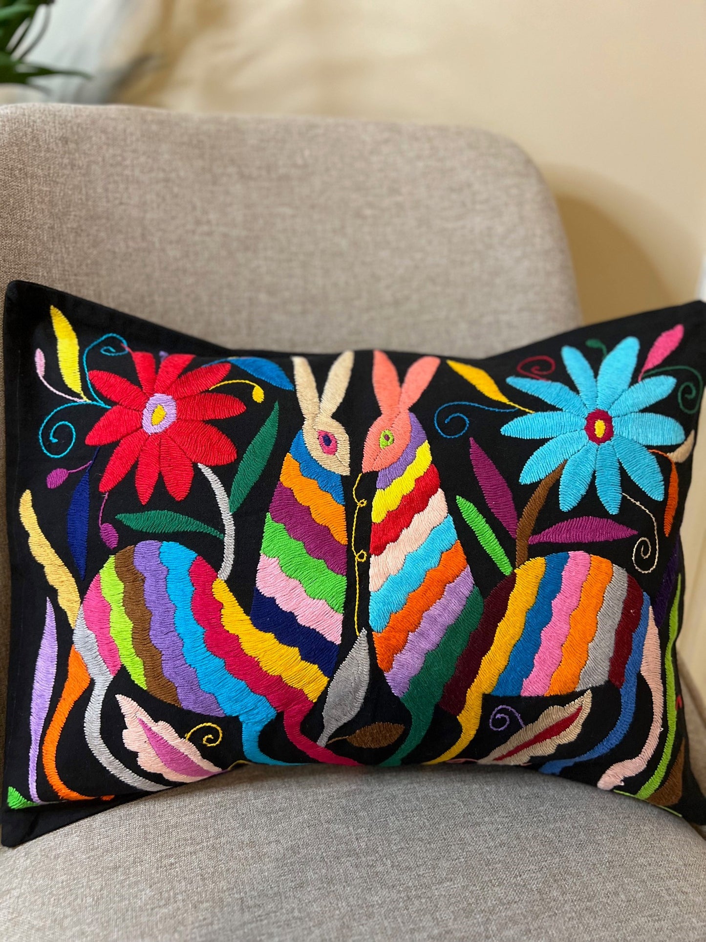 Otomi Lumbar Pillowcase - Black Multi-Color