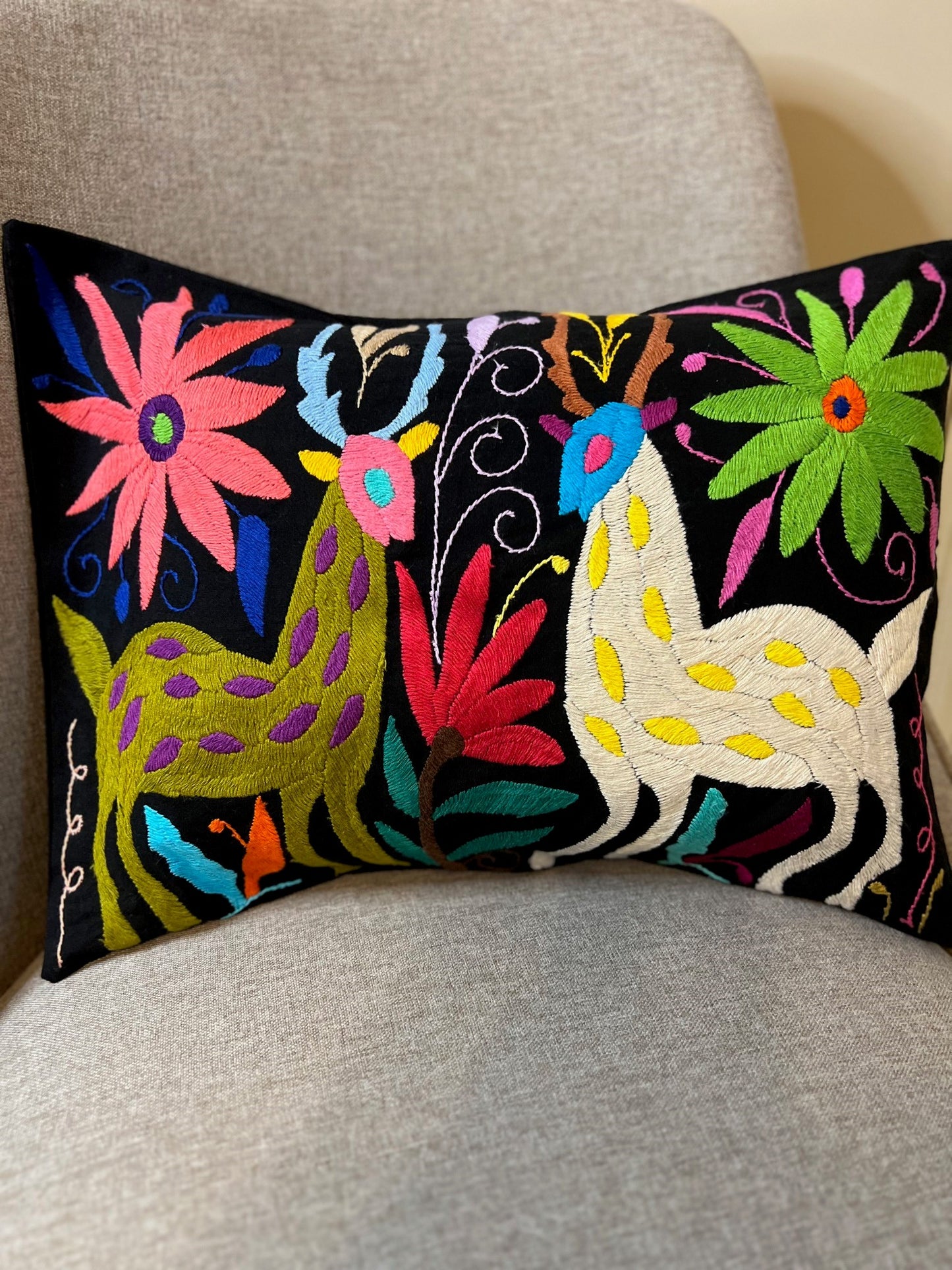 Otomi Lumbar Pillowcase - Black Multi-Color