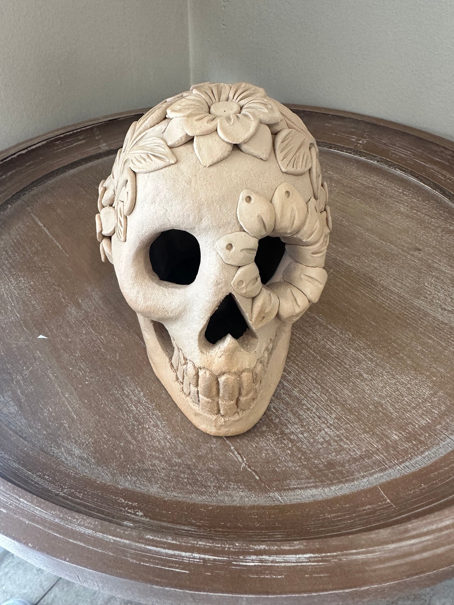 Clay Skull, Dia de Muertos, Barro Bordado, Large