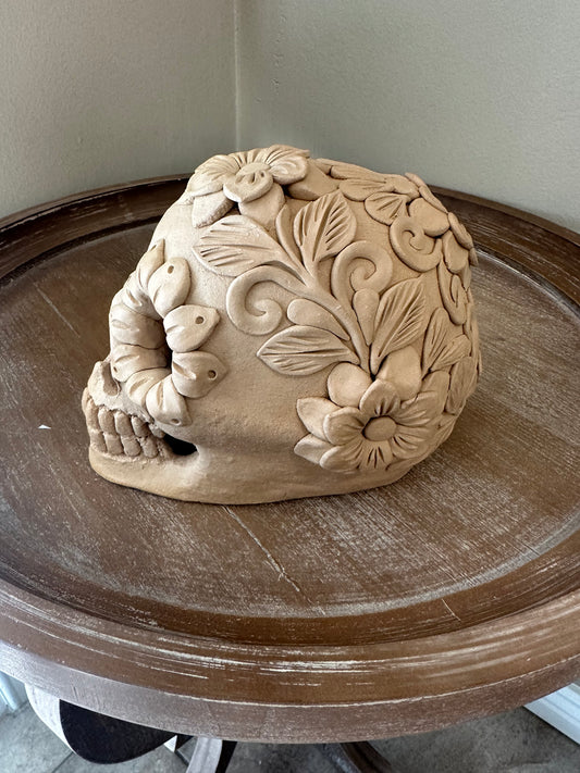 Clay Skull, Dia de Muertos, Barro Bordado, Large