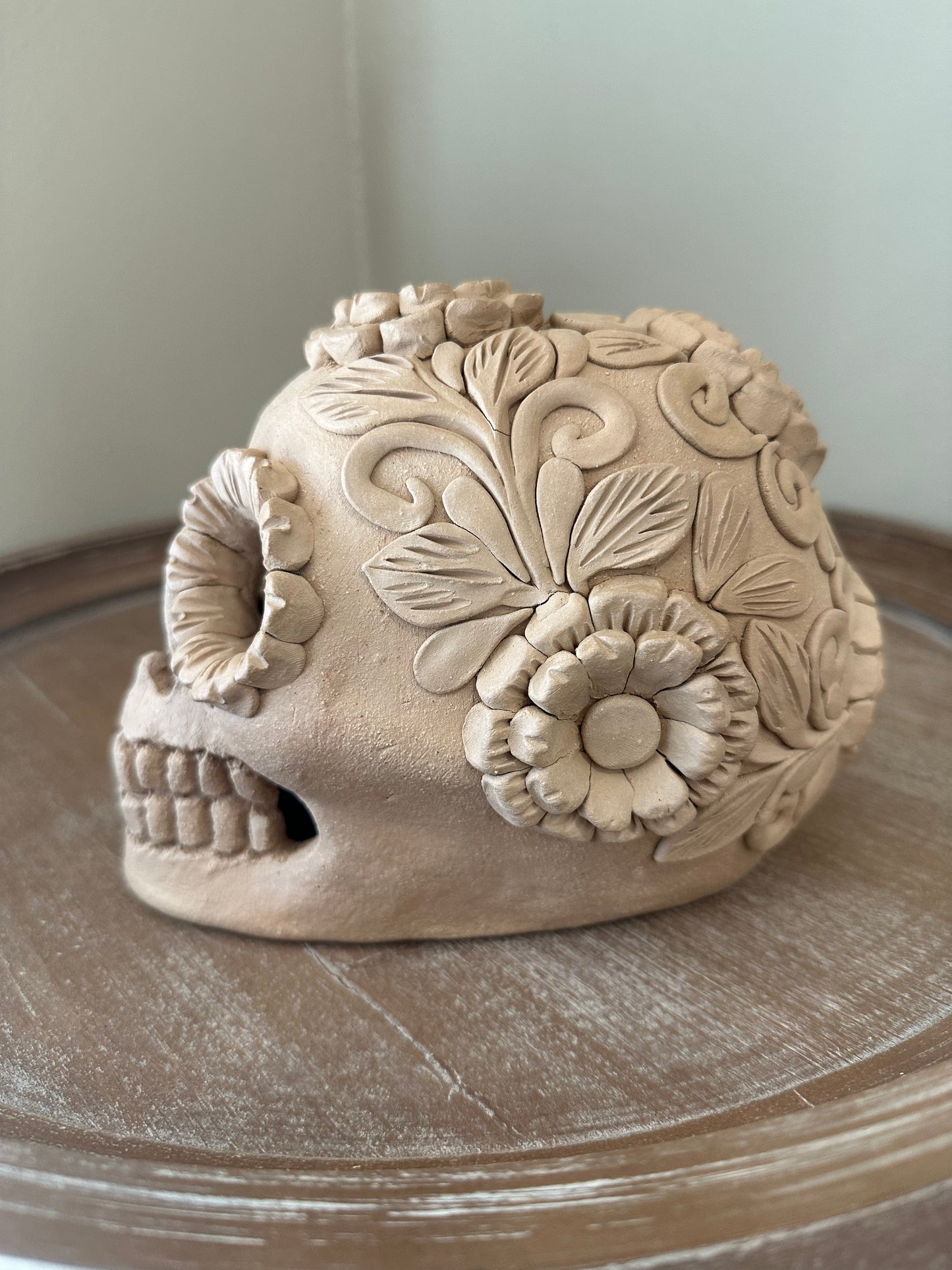 Clay Skull, Dia de Muertos, Barro Bordado, Large