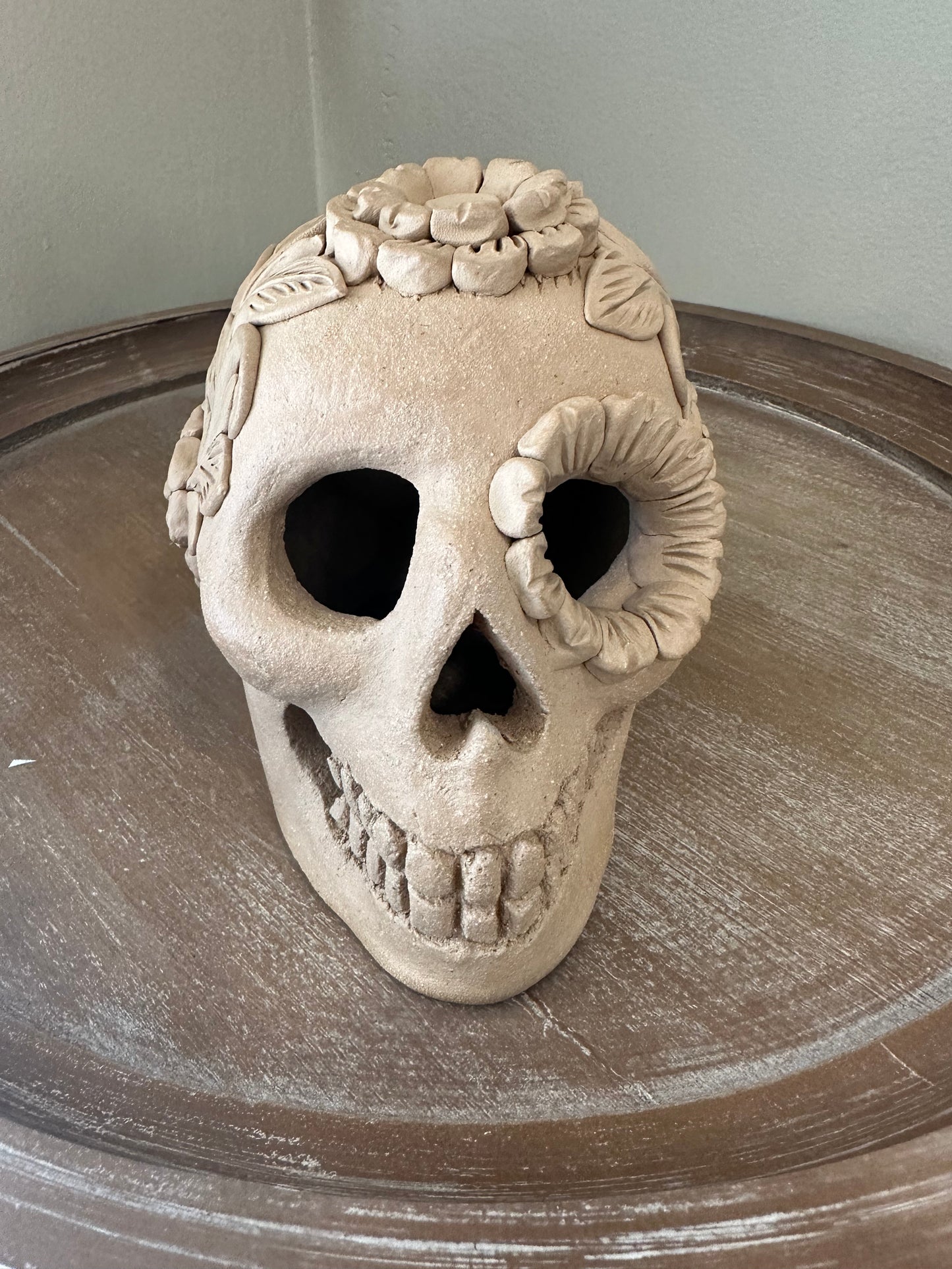 Clay Skull, Dia de Muertos, Barro Bordado, Large