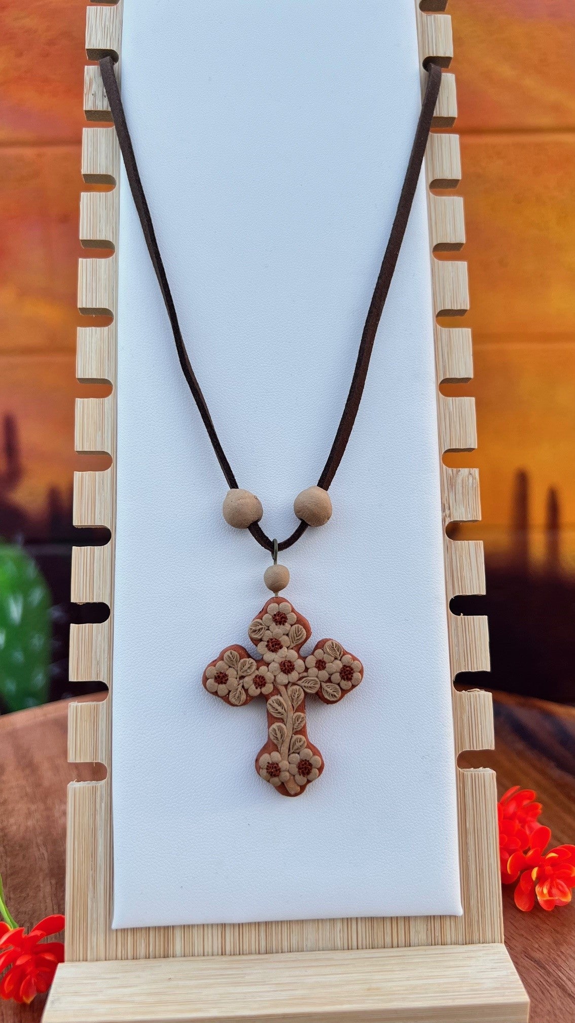 Atzompa Filigrana Necklace - 1.5" Clay Cross