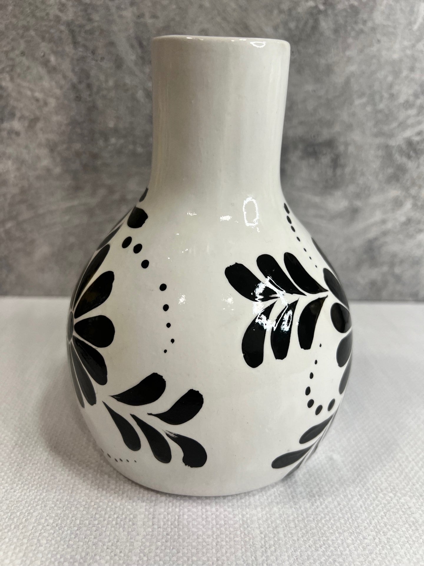 Hand Painted Chimney - White w/ Black Flowers