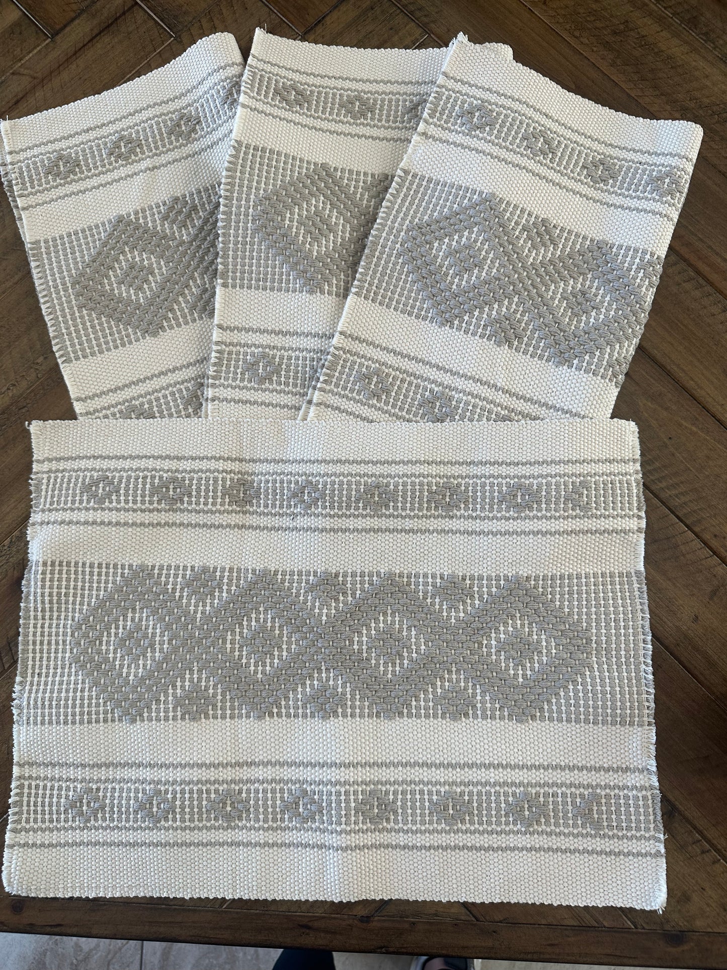 Waist Loom Woven Placemats - Cream/Gray Set of 2