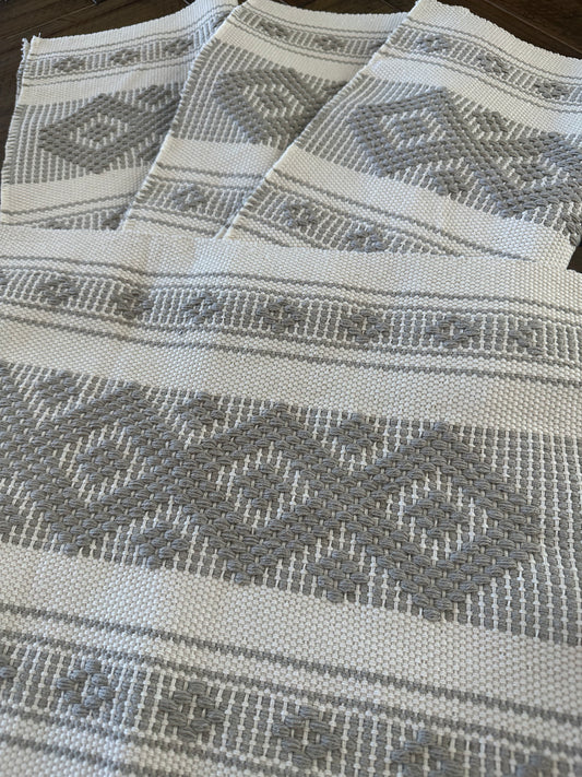 Waist Loom Woven Placemats - Cream/Gray Set of 2