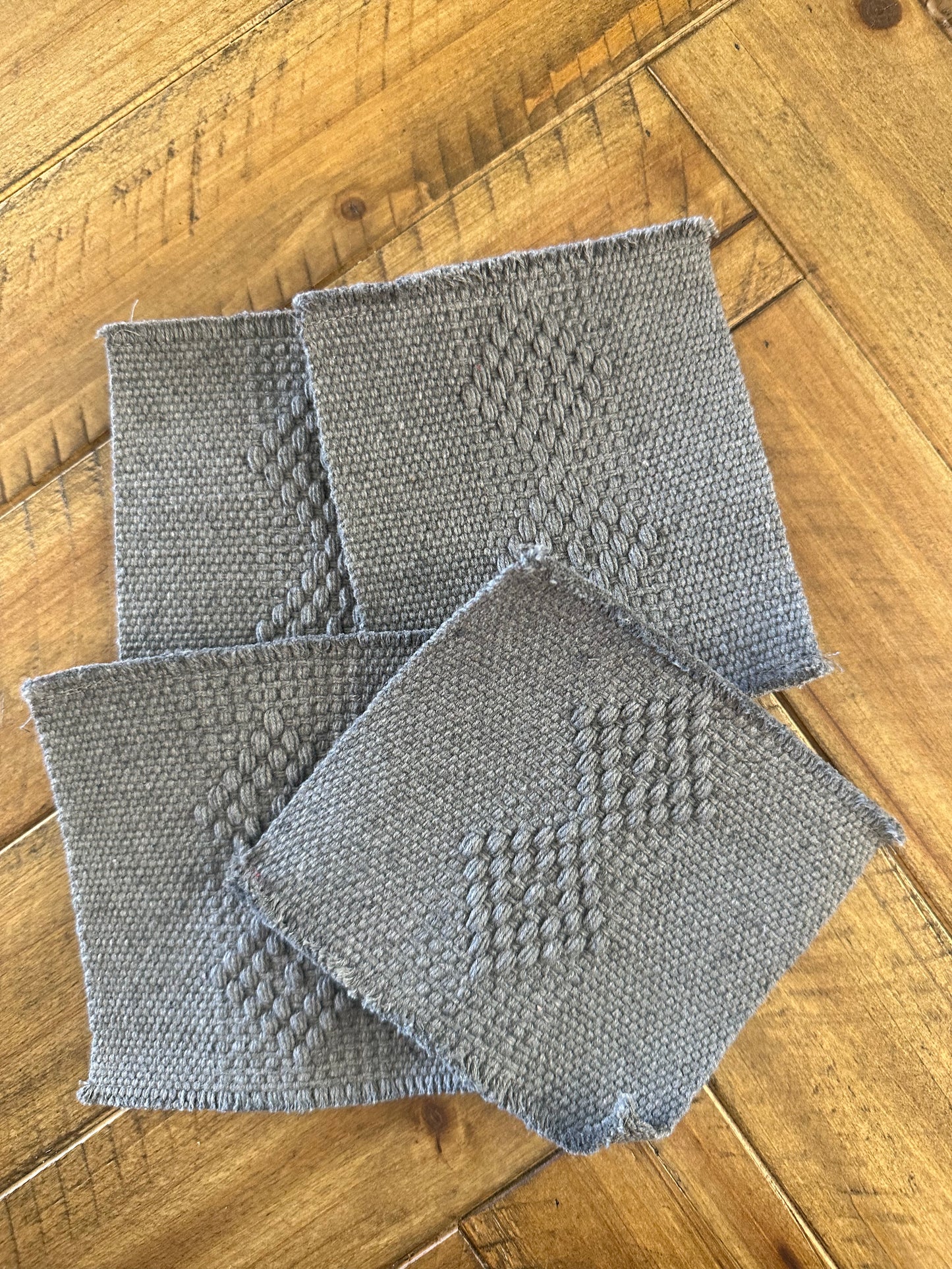 Waist Loom Woven Coasters - Gray, Set of 4