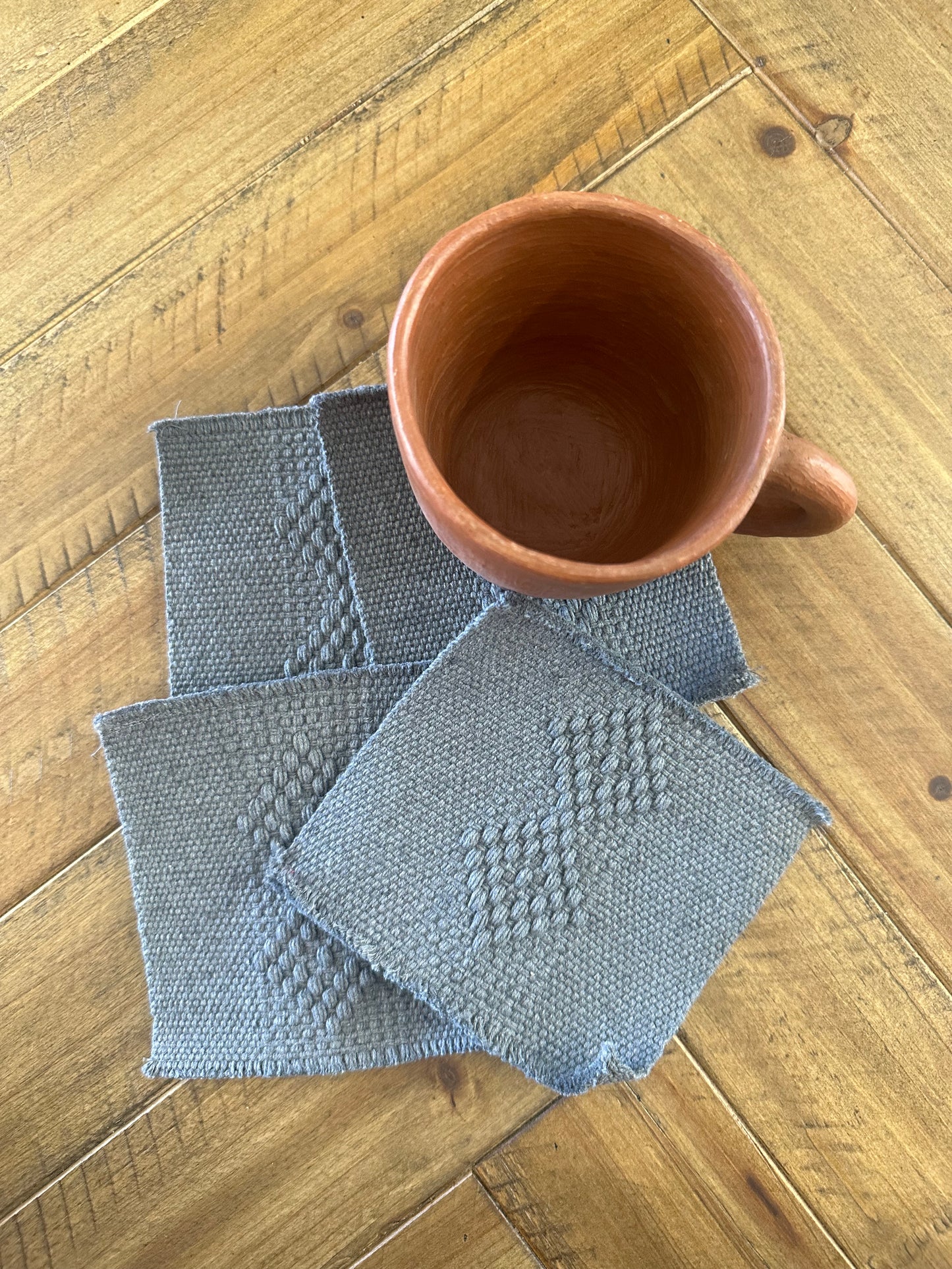 Waist Loom Woven Coasters - Gray, Set of 4