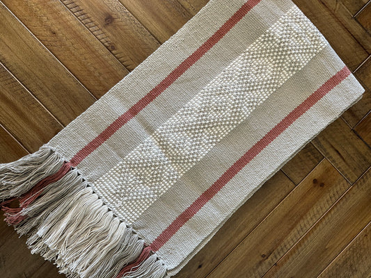 Waist Loom Woven Table Runner - Khaki/Beige/Brown