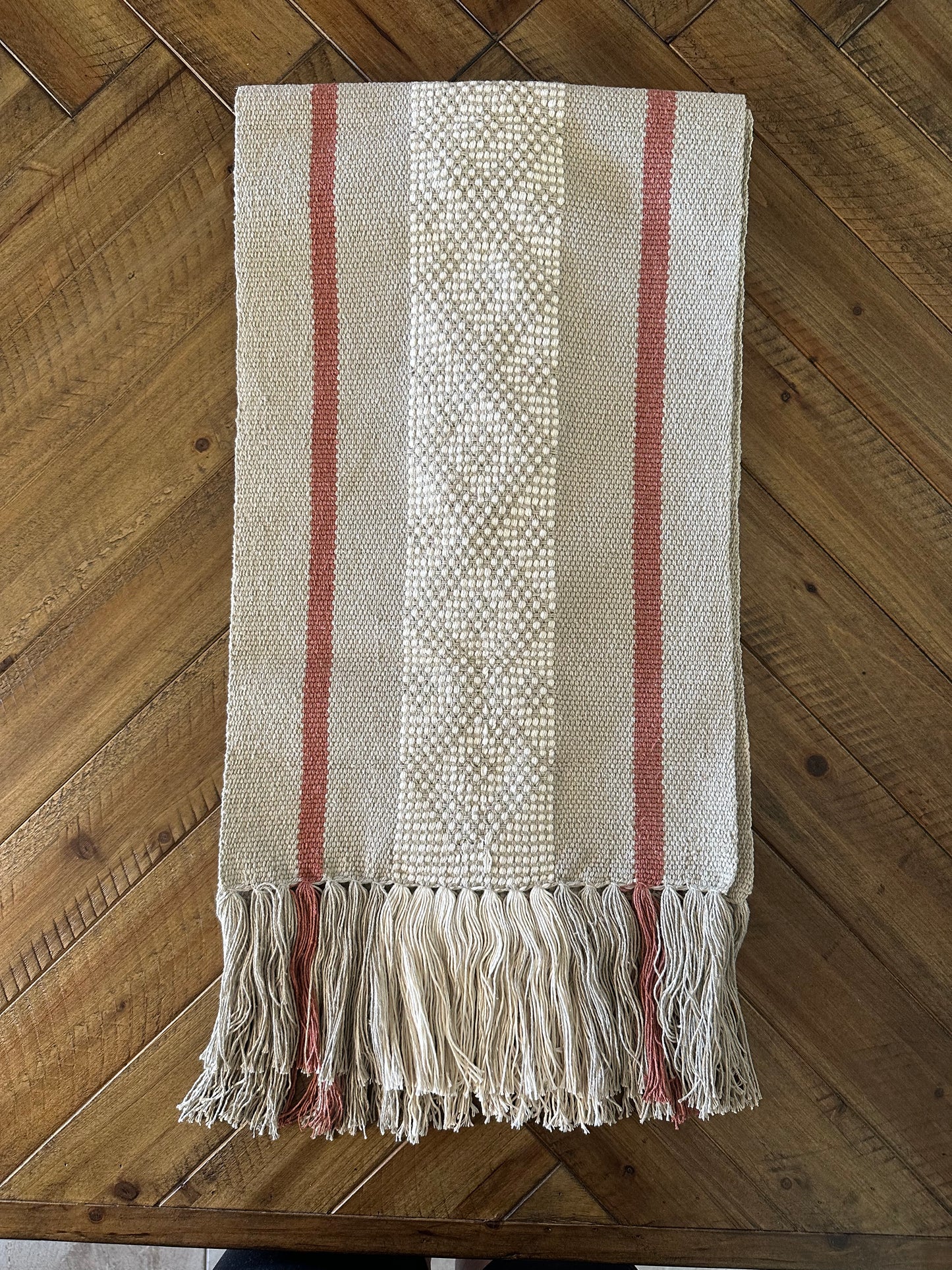 Waist Loom Woven Table Runner - Khaki/Beige/Brown