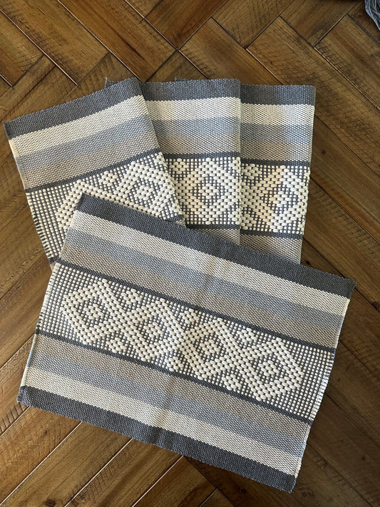 Waist Loom Woven Placemats - Gray/Multi-Color, Set of 2