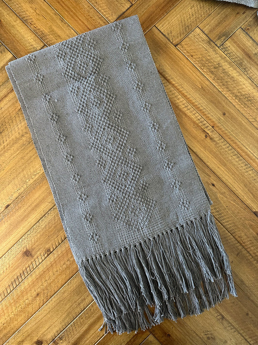 Waist Loom Woven Table Runner - Gray