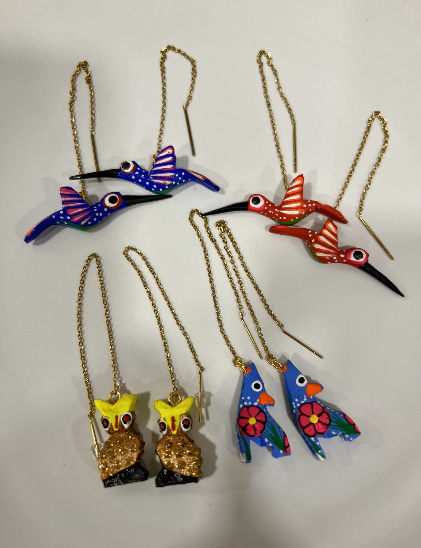 Alebrije Hand Painted Earrings Long Drop - Various Designs