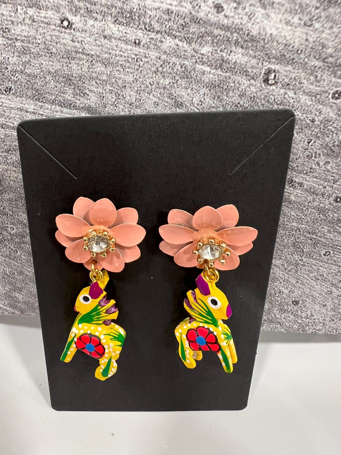 Alebrije Hand Painted Earrings w/ Flower - Various Designs