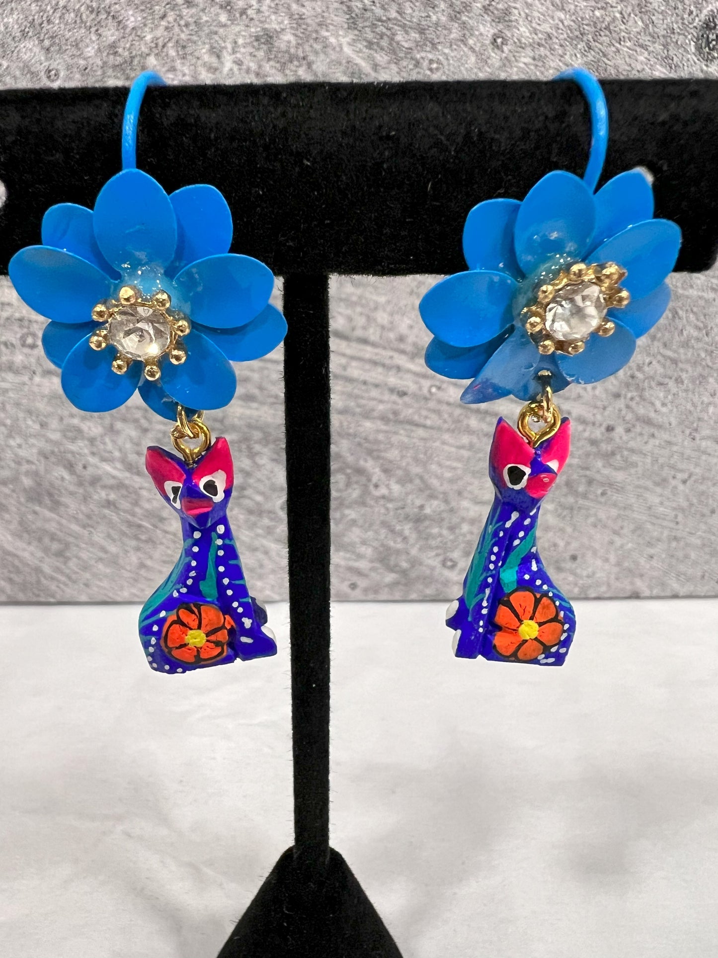 Alebrije Hand Painted Earrings w/ Flower - Various Designs