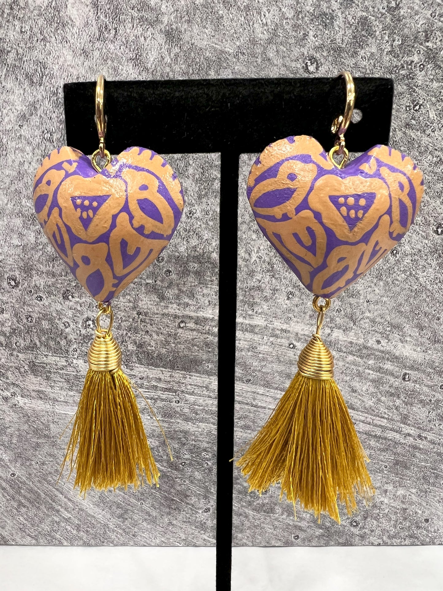 Copal Wood Earrings w/ Tassel - Various Colors