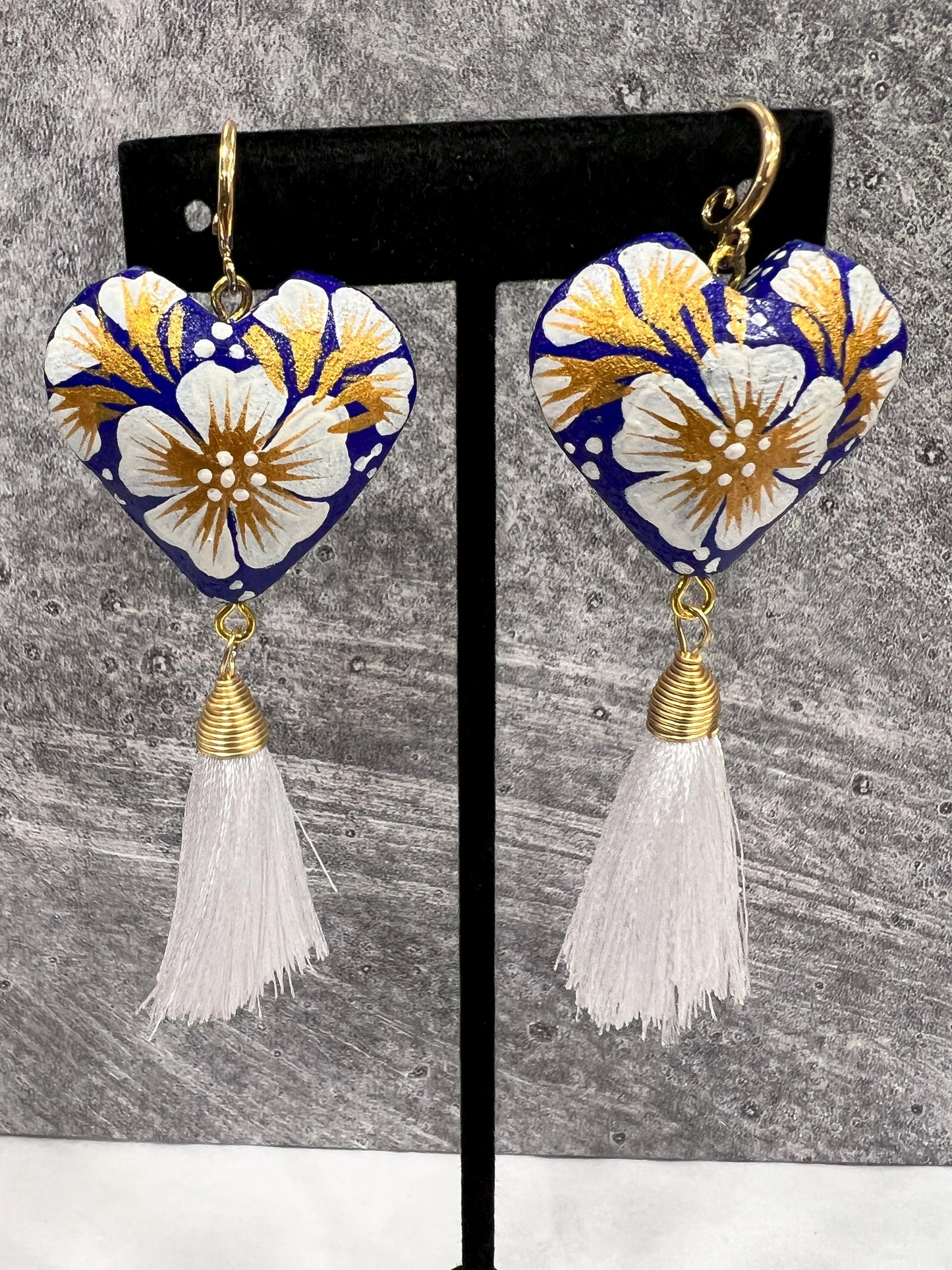 Copal Wood Earrings w/ Tassel - Various Colors