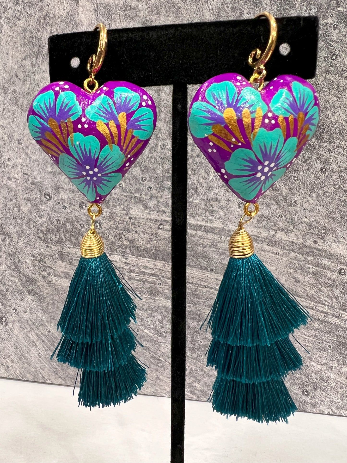 Copal Wood Earrings Cascade - Various Colors