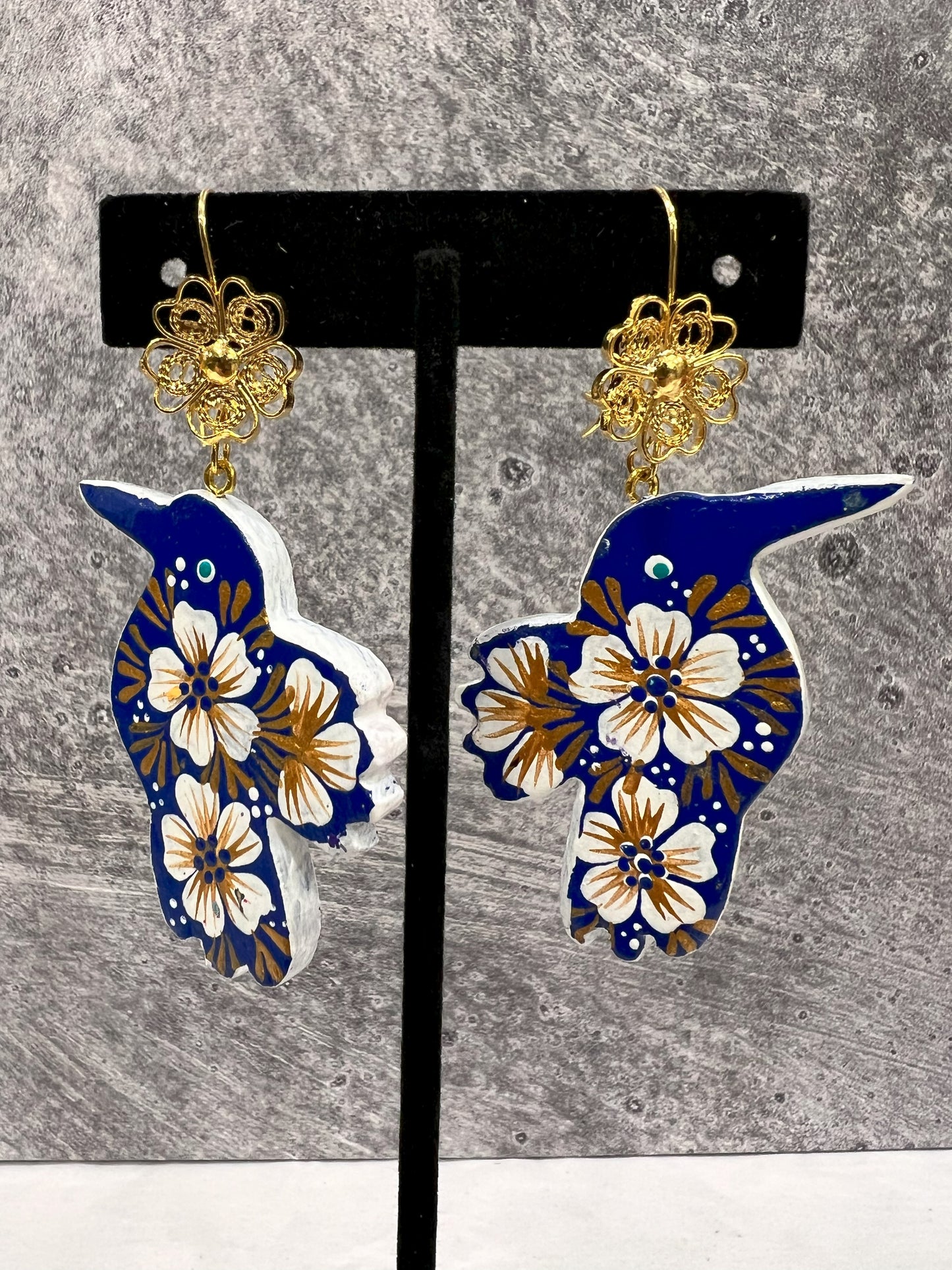 Copal Wood Hummingbird Hand Painted Earrings - Various Designs