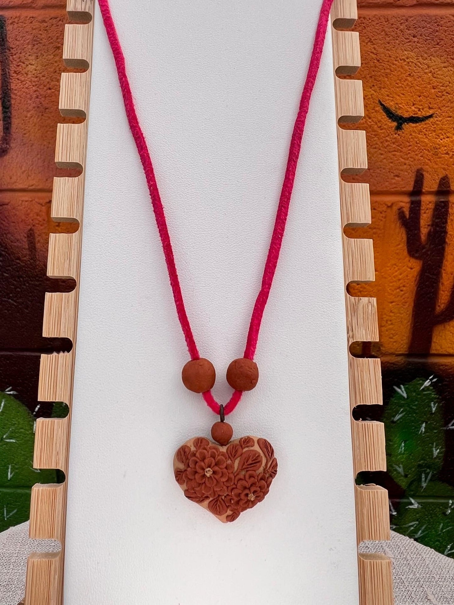 Atzompa Filigrana Necklace - 1" Clay Heart