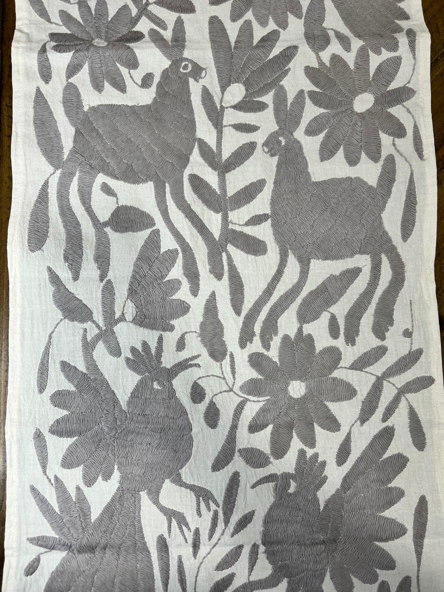 Otomi Table Runner - Light Gray