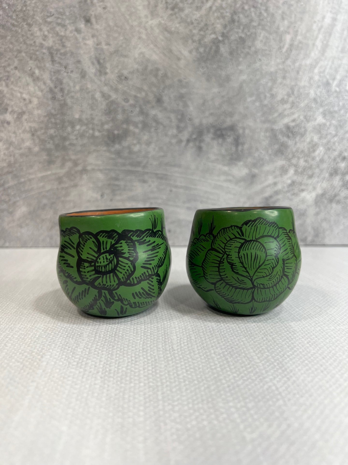 Huancito Flowers Shot Glass - Green 3 oz