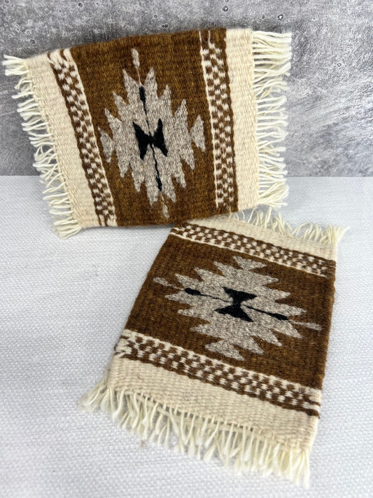 Wool Coasters - Beige/Brown, Set of 4