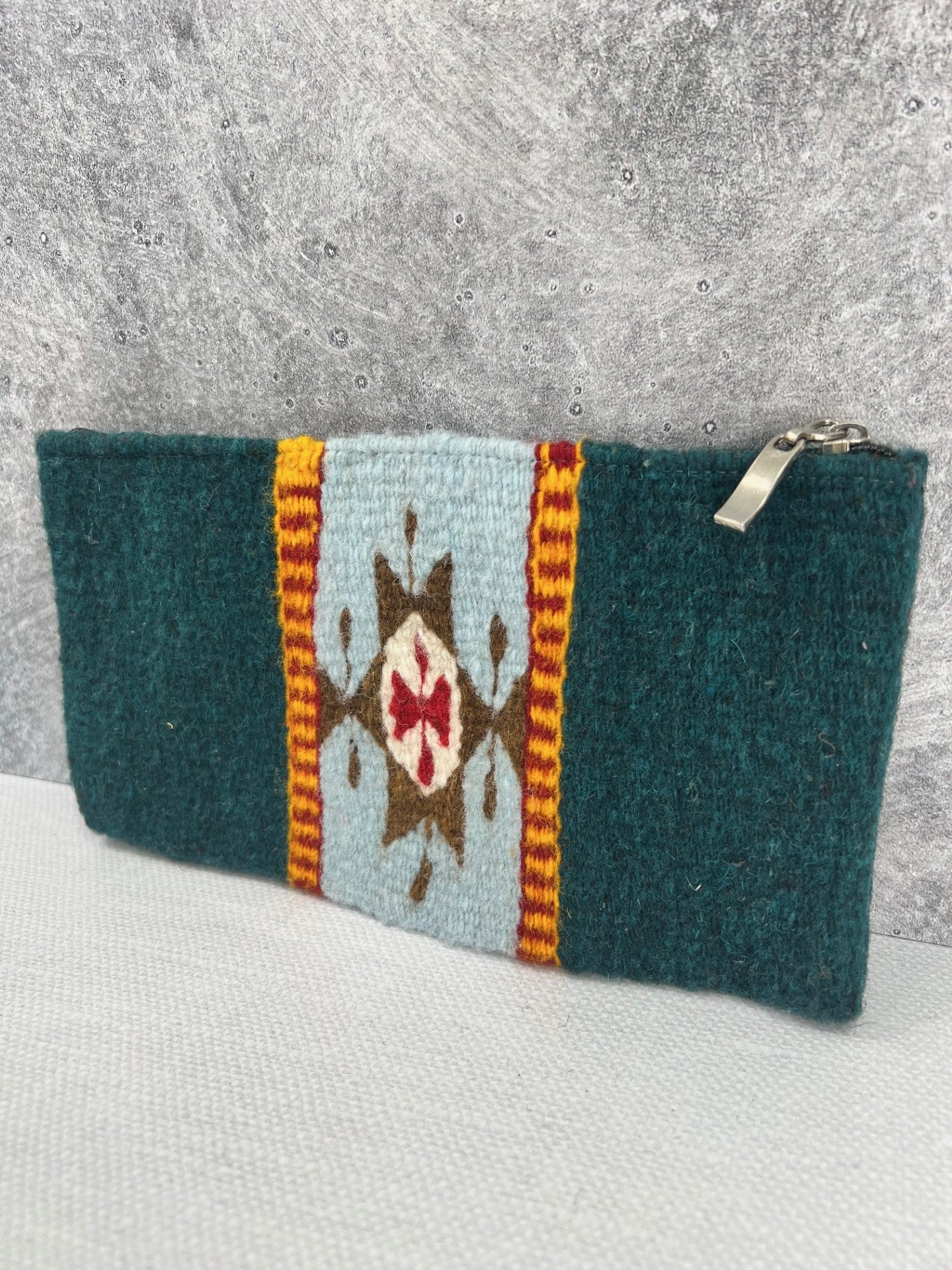 Teotitlan Wool Clutch Bag - Dark Green