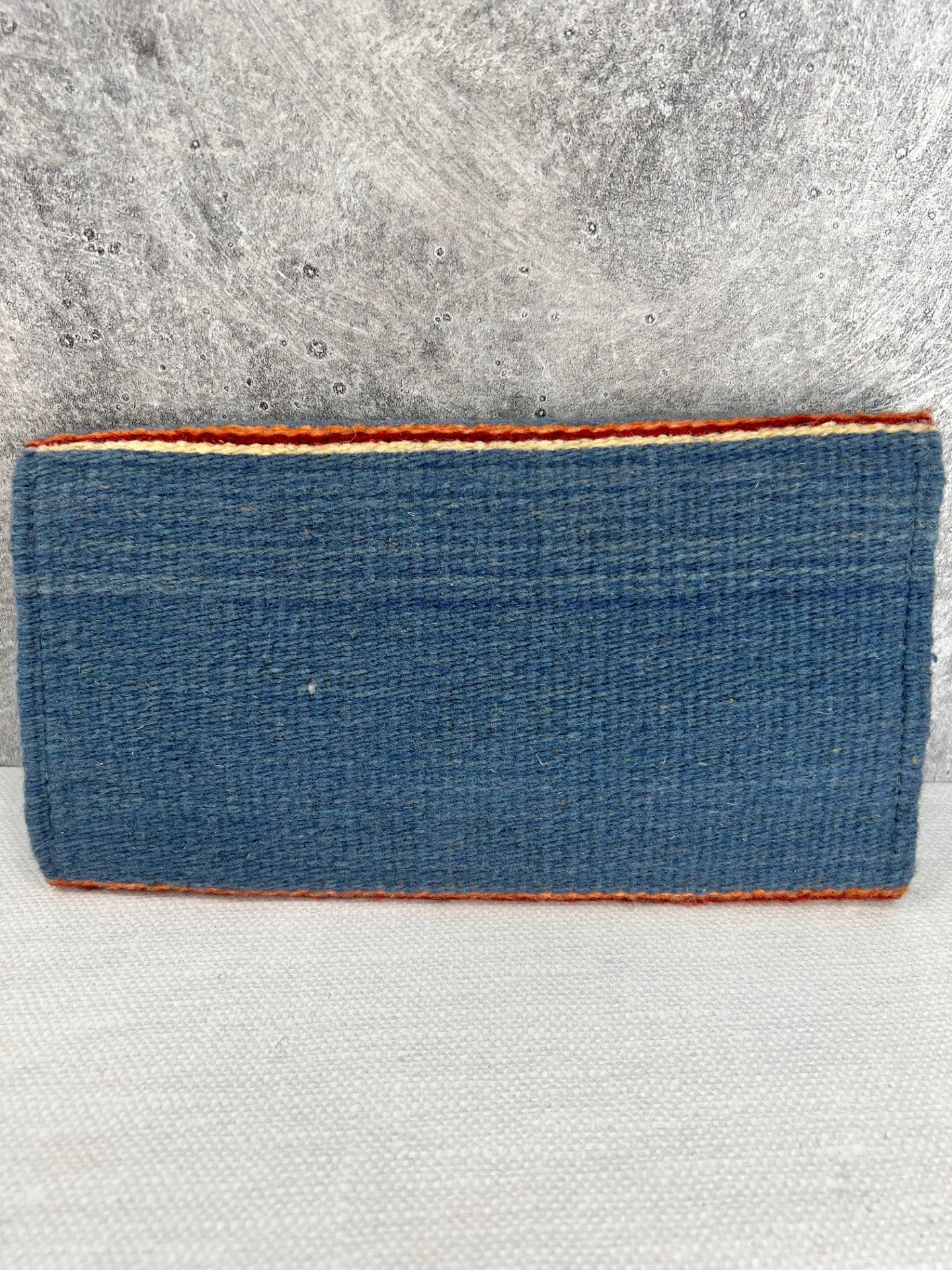 Teotitlan Wool Clutch Bag w/ Leather Wrist Strap - Denim Blue