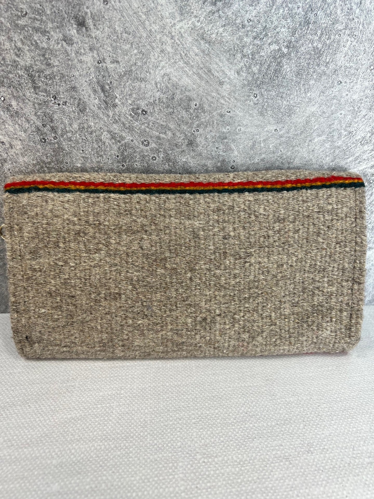 Teotitlan Wool Clutch Bag w/ Leather Wrist Strap - Gray