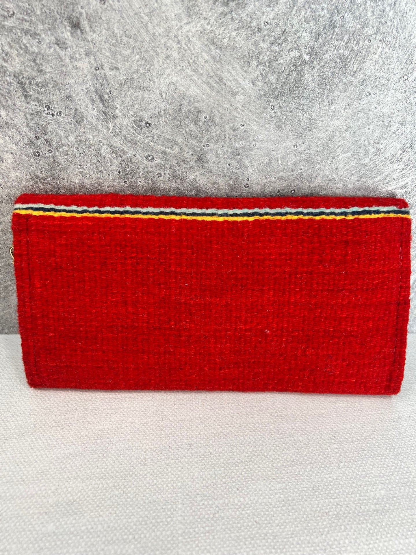 Teotitlan Wool Clutch Bag w/ Leather Wrist Strap - Red