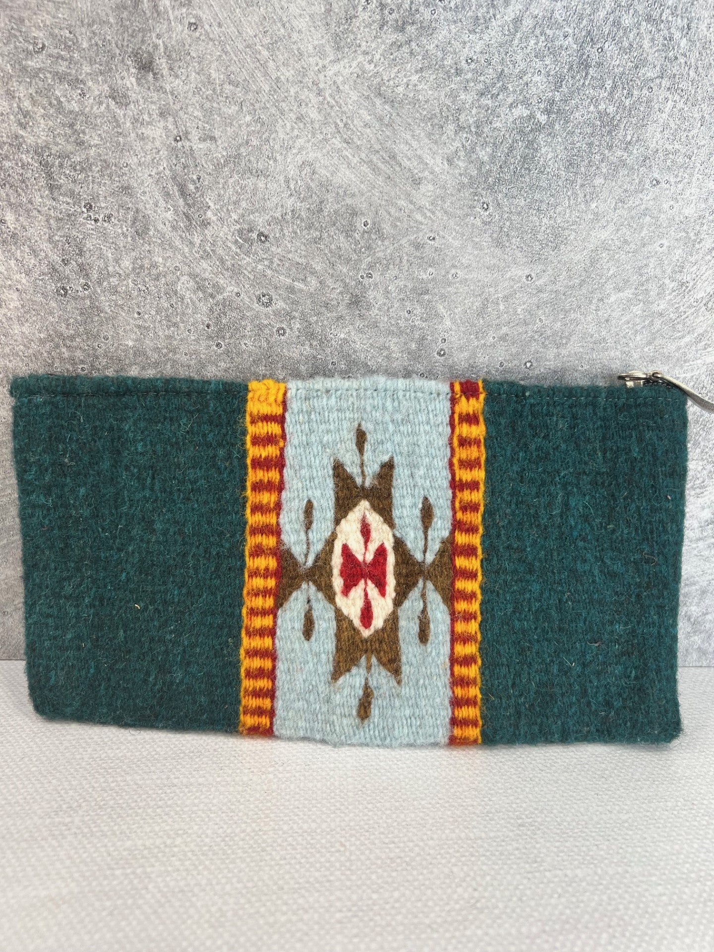 Teotitlan Wool Clutch Bag - Dark Green