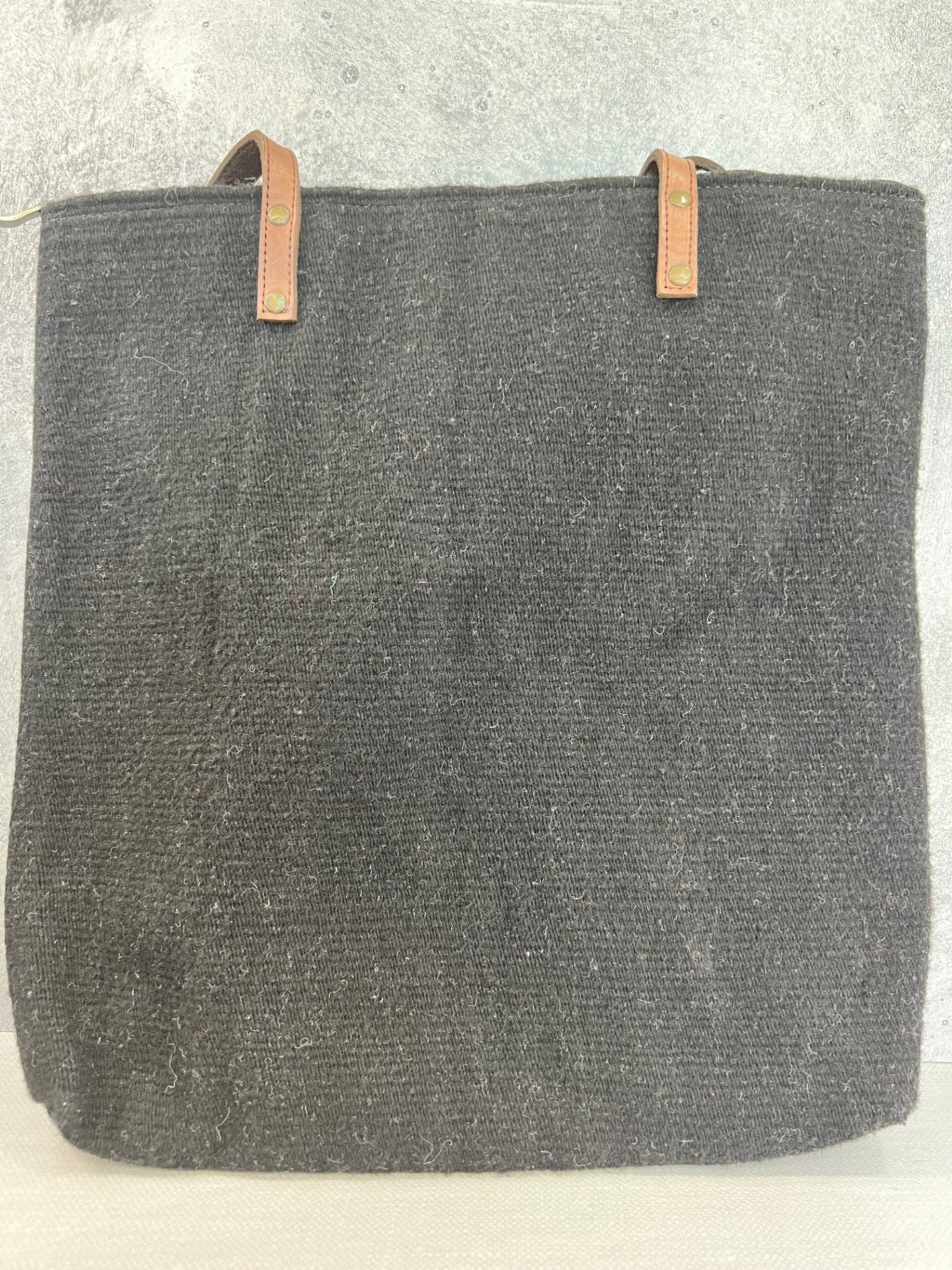 Teotitlan Wool Large Shoulder Tote Handbag - Black