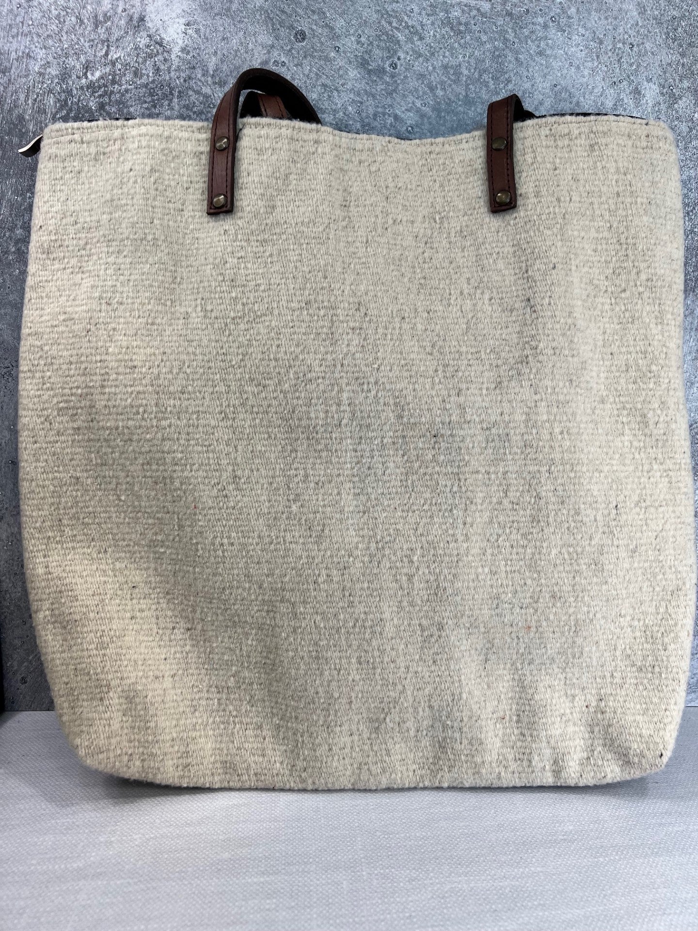 Teotitlan Wool Large Shoulder Tote Handbag - Brown/Beige