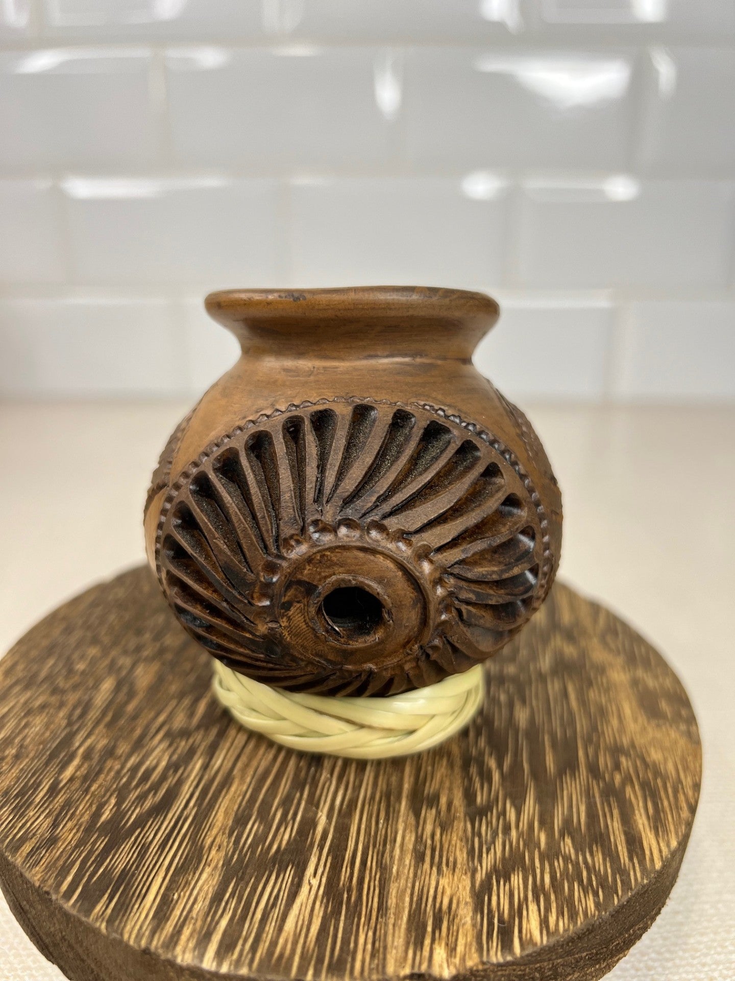 Carved Burnished Clay Mini Vase - Different Designs