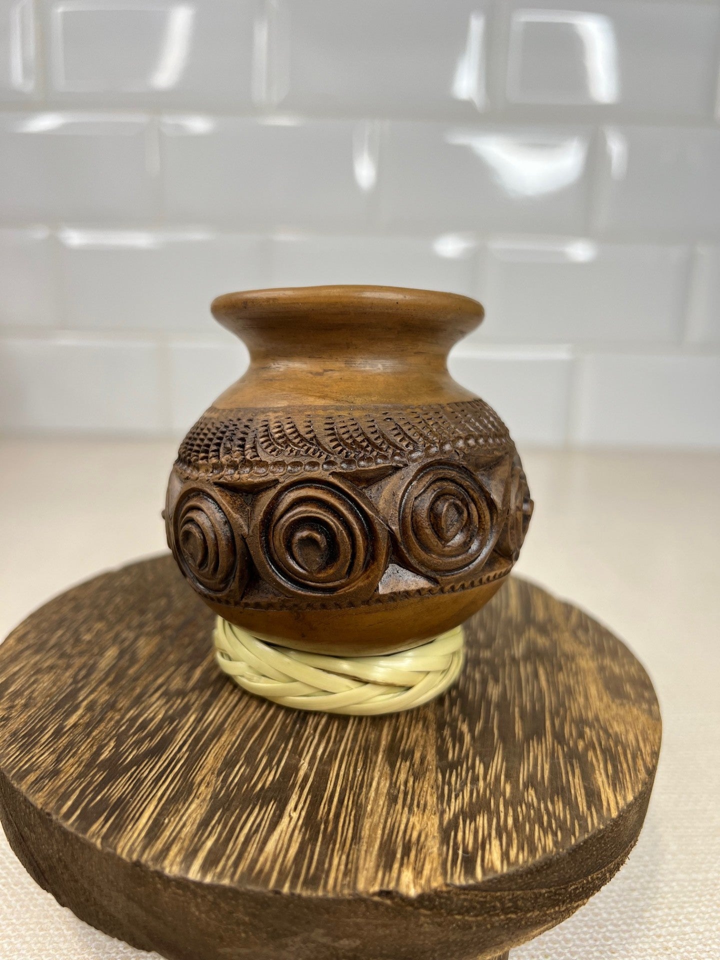 Carved Burnished Clay Mini Vase - Different Designs