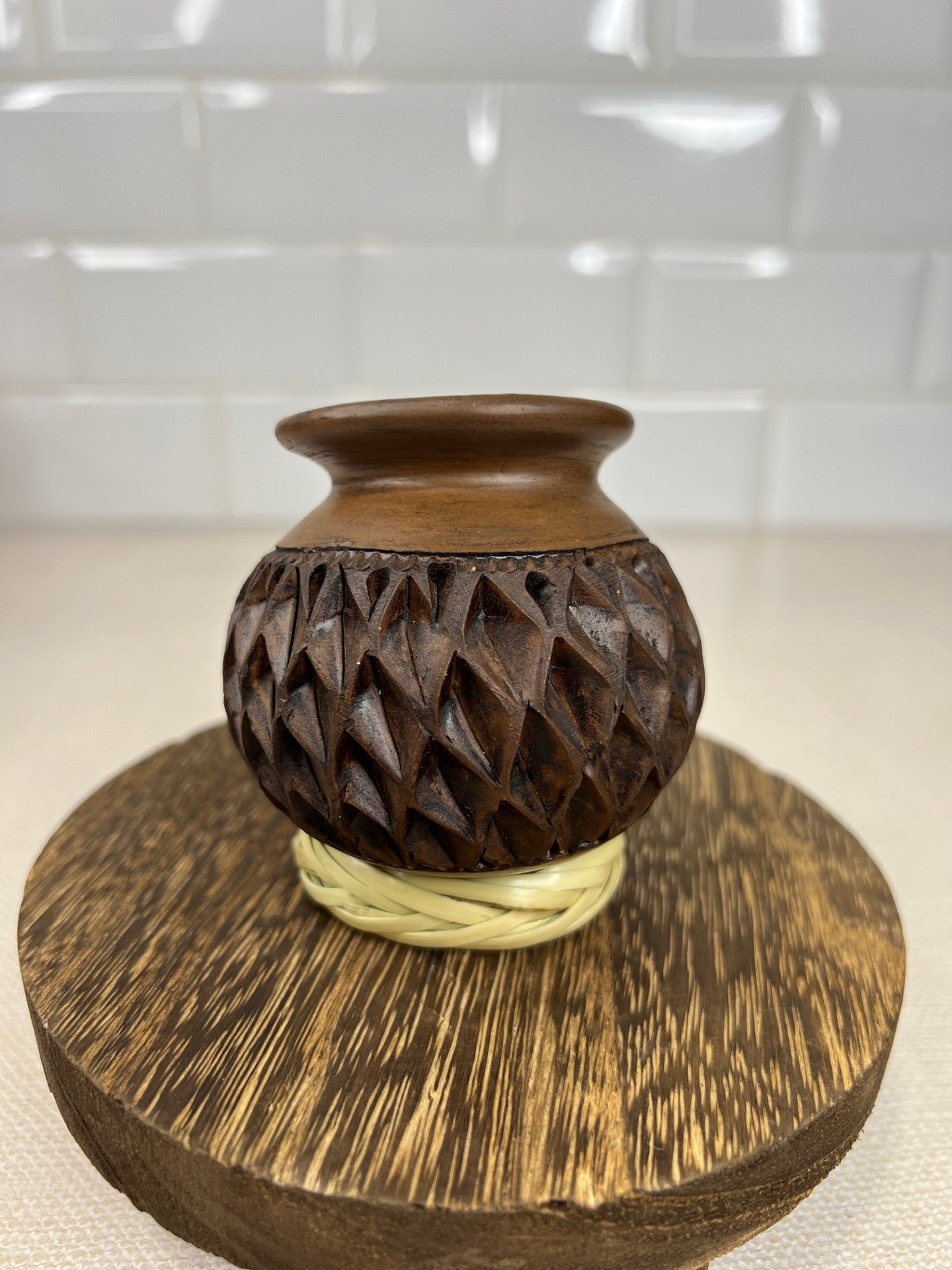 Carved Burnished Clay Mini Vase - Different Designs