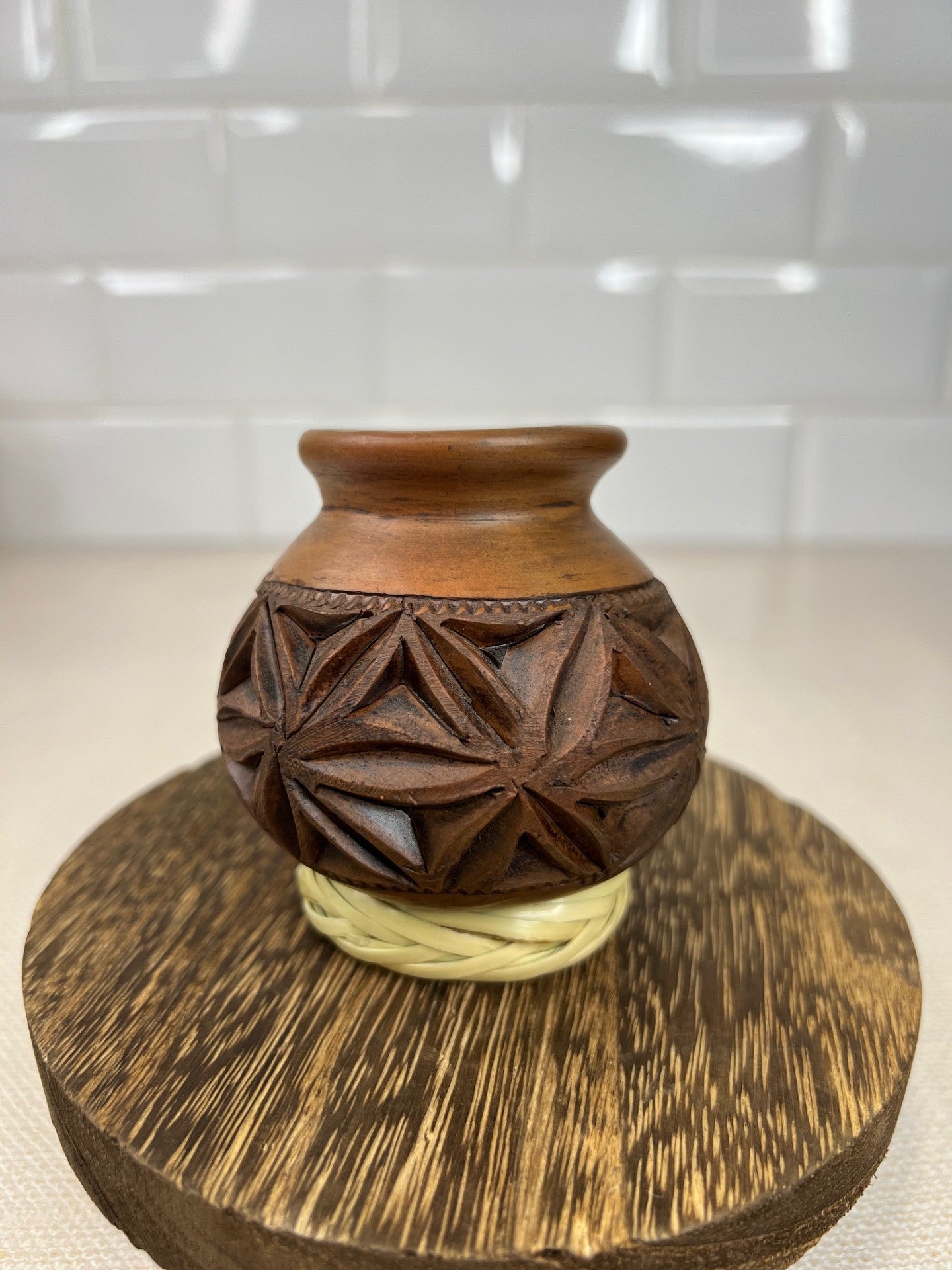 Carved Burnished Clay Mini Vase - Different Designs