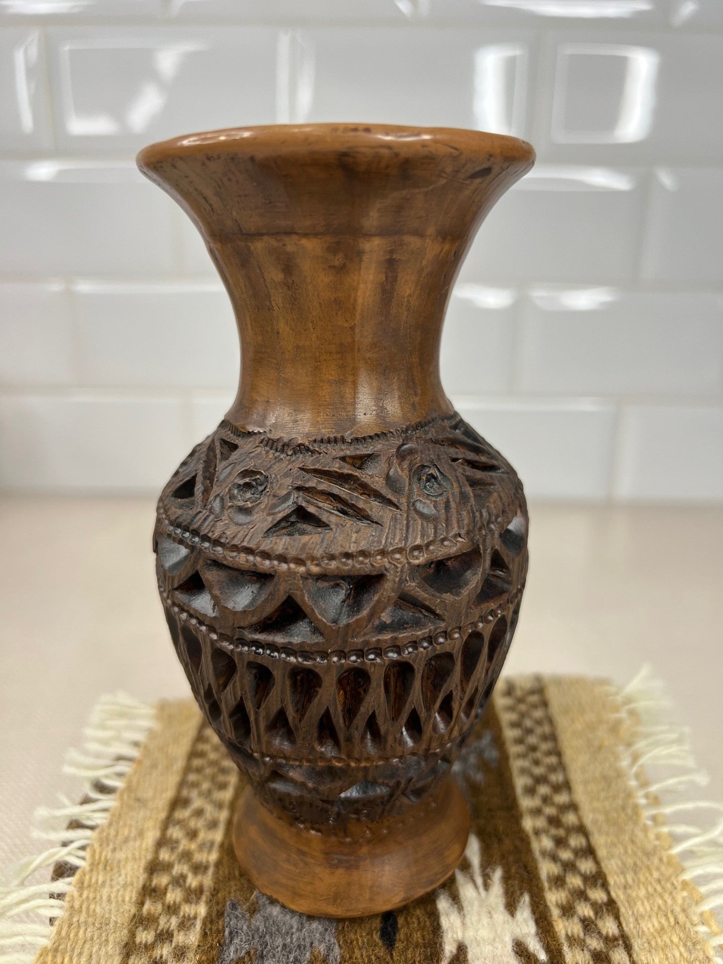 Carved Burnished Clay Small Vase - Different Designs